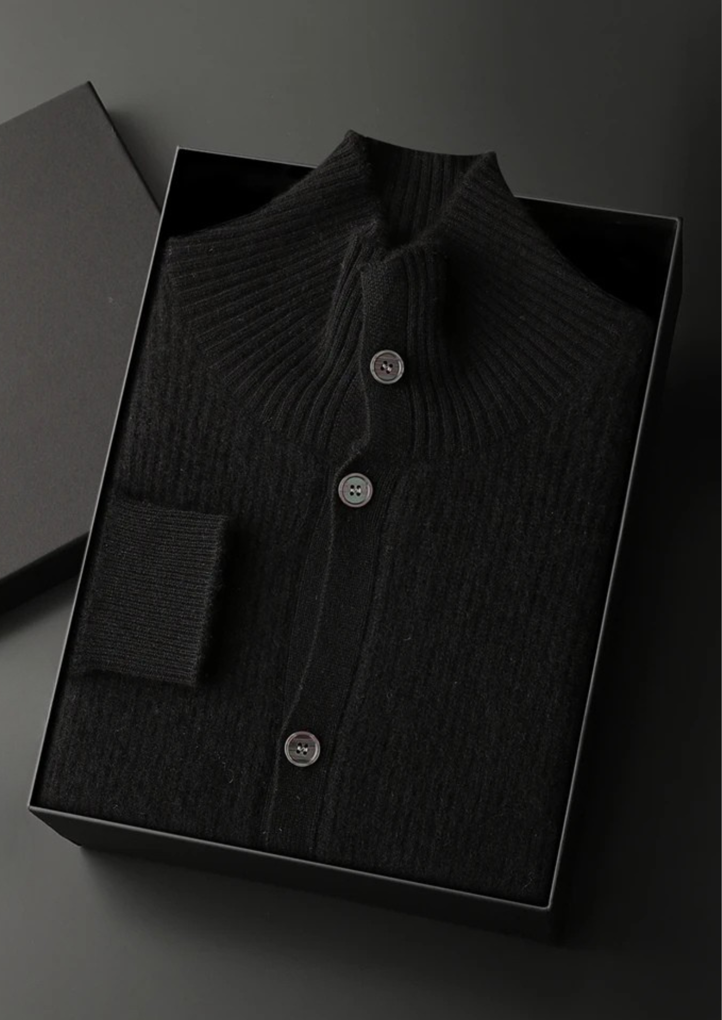 Veroux Mode | Men’s Premium Cashmere Ribbed High Collar Cardigan