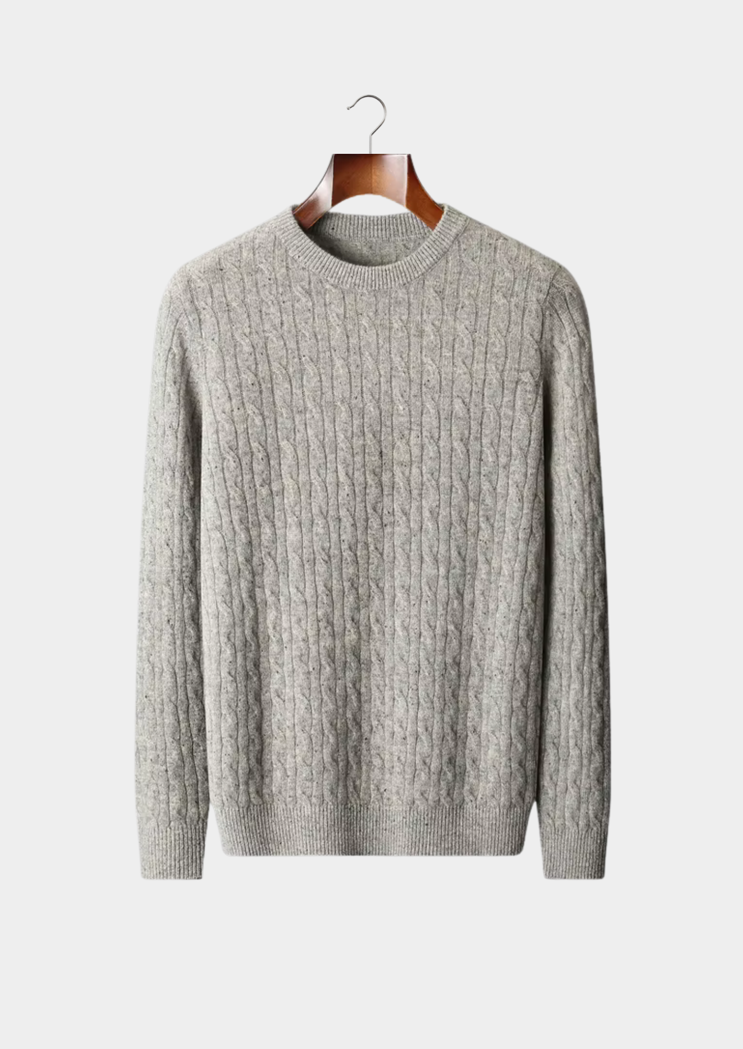 Veroux Mode | Men’s Pure Extra-Fine Merino Wool Nepped Cable Crewneck