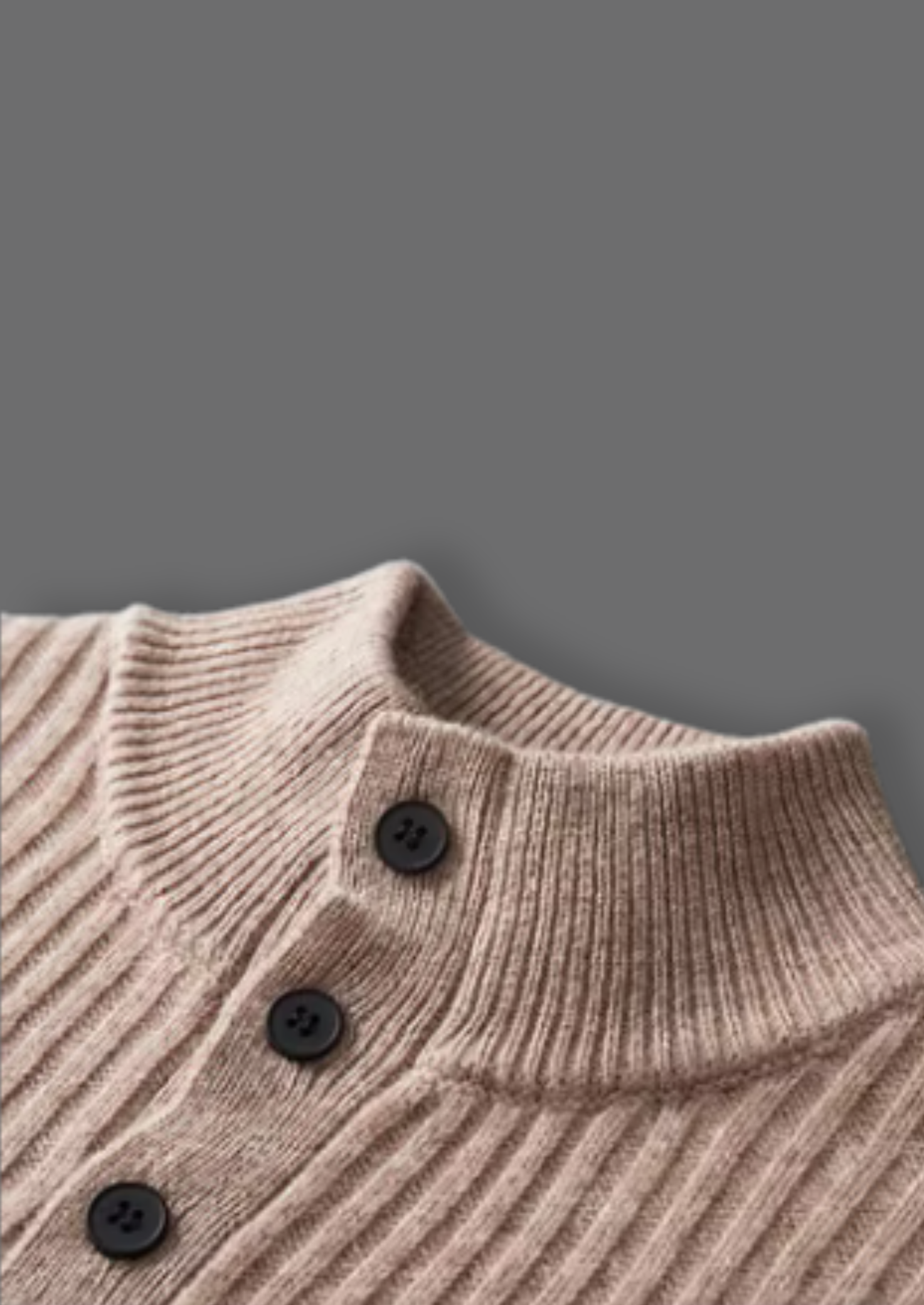 Veroux Mode | Men’s Pure Extra-Fine Merino Wool Ribbed Henley Sweater