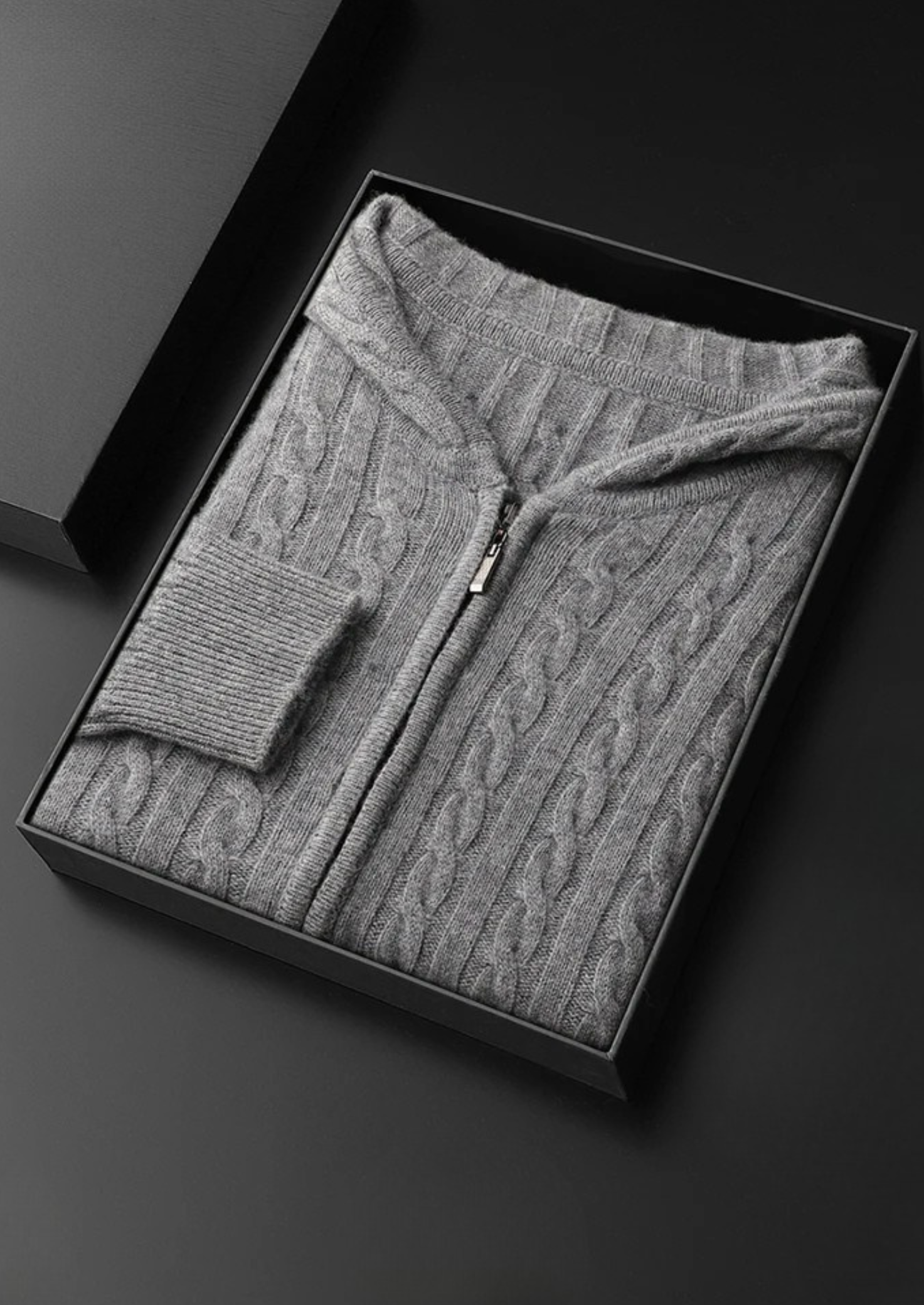 Veroux Mode | Men’s Premium Cashmere Cable Knit Zipper Hoodie