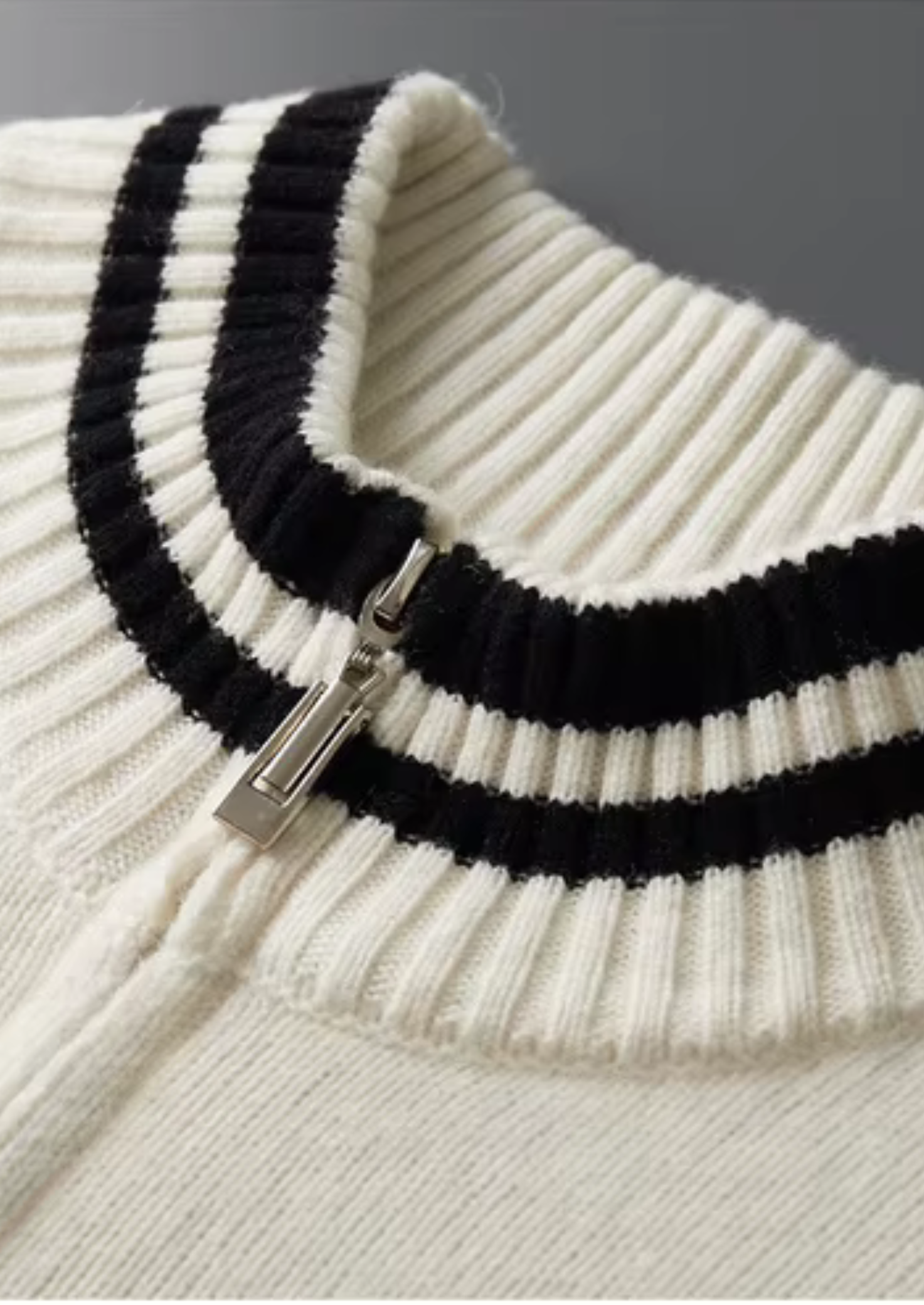 Veroux Mode | Men’s Pure Extra-Fine Merino Wool Two-Tone Zip Cardigan