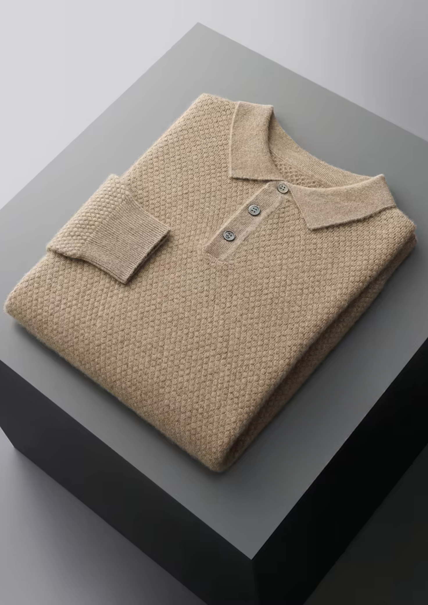 Veroux Mode | Men’s Premium Cashmere Textured Sweater Polo