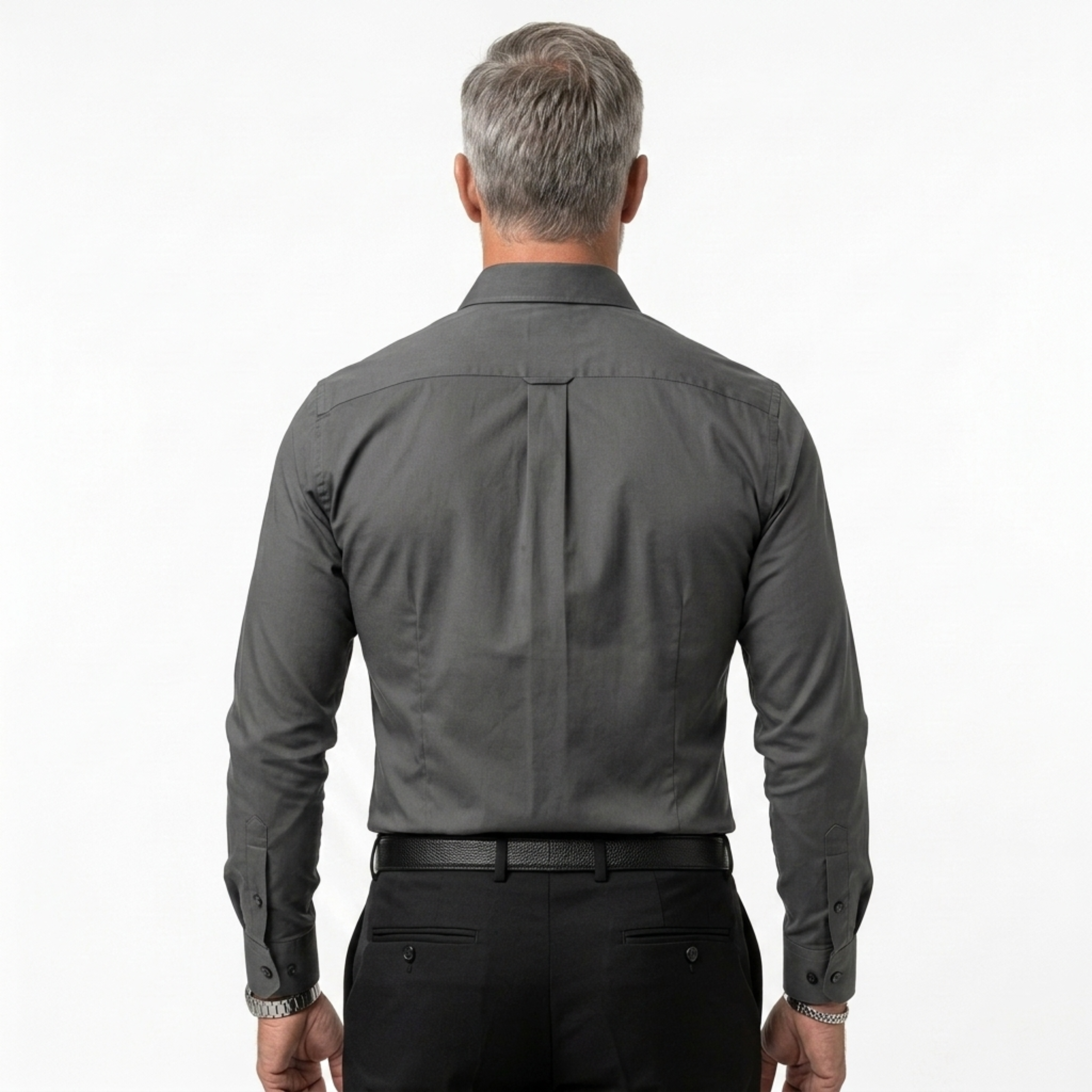 Men’s long-sleeve shirt — regular fit notched collar — office wear
