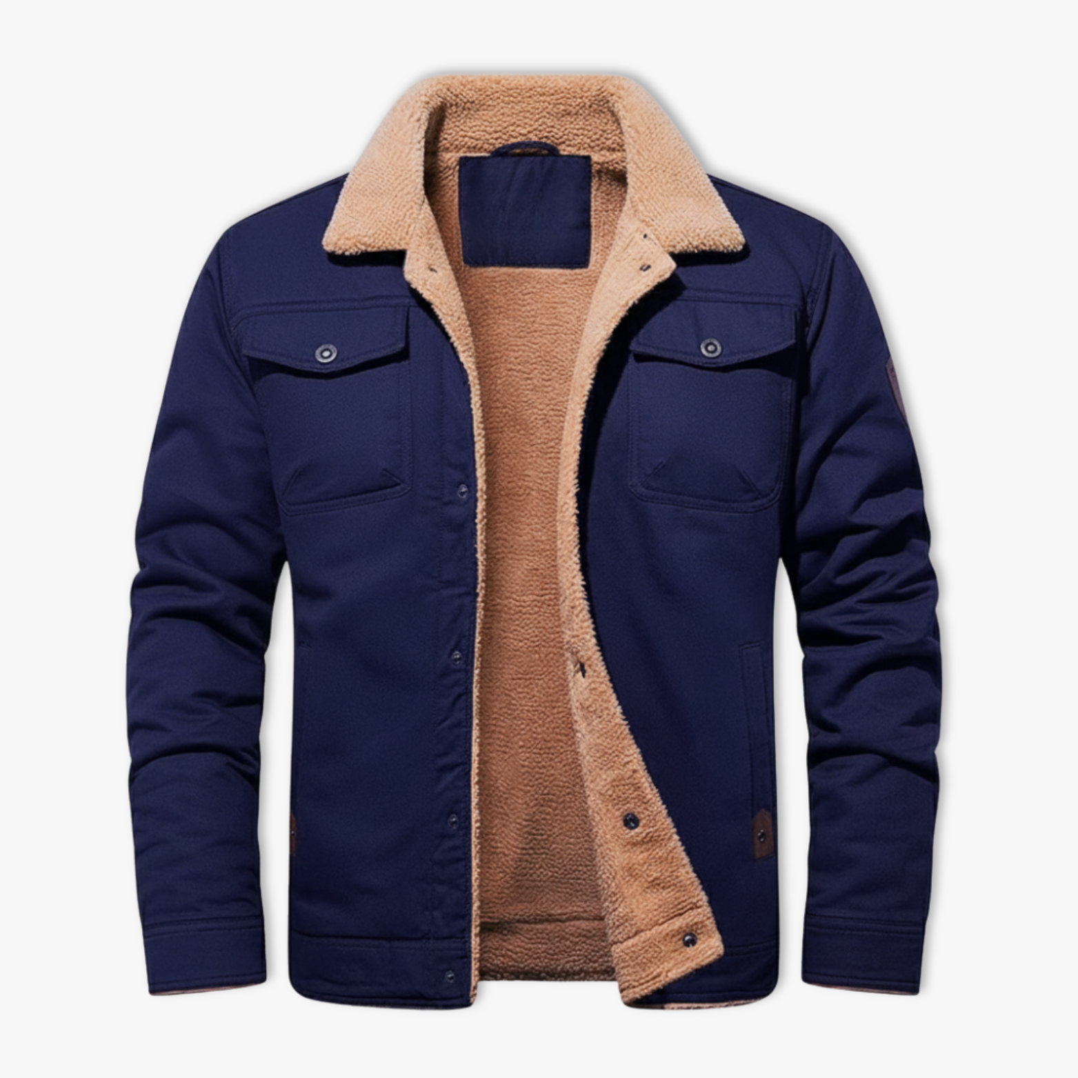 Men's Winter Faux Shearling Lined Warm Coat Buttoned Parka Casual Tops