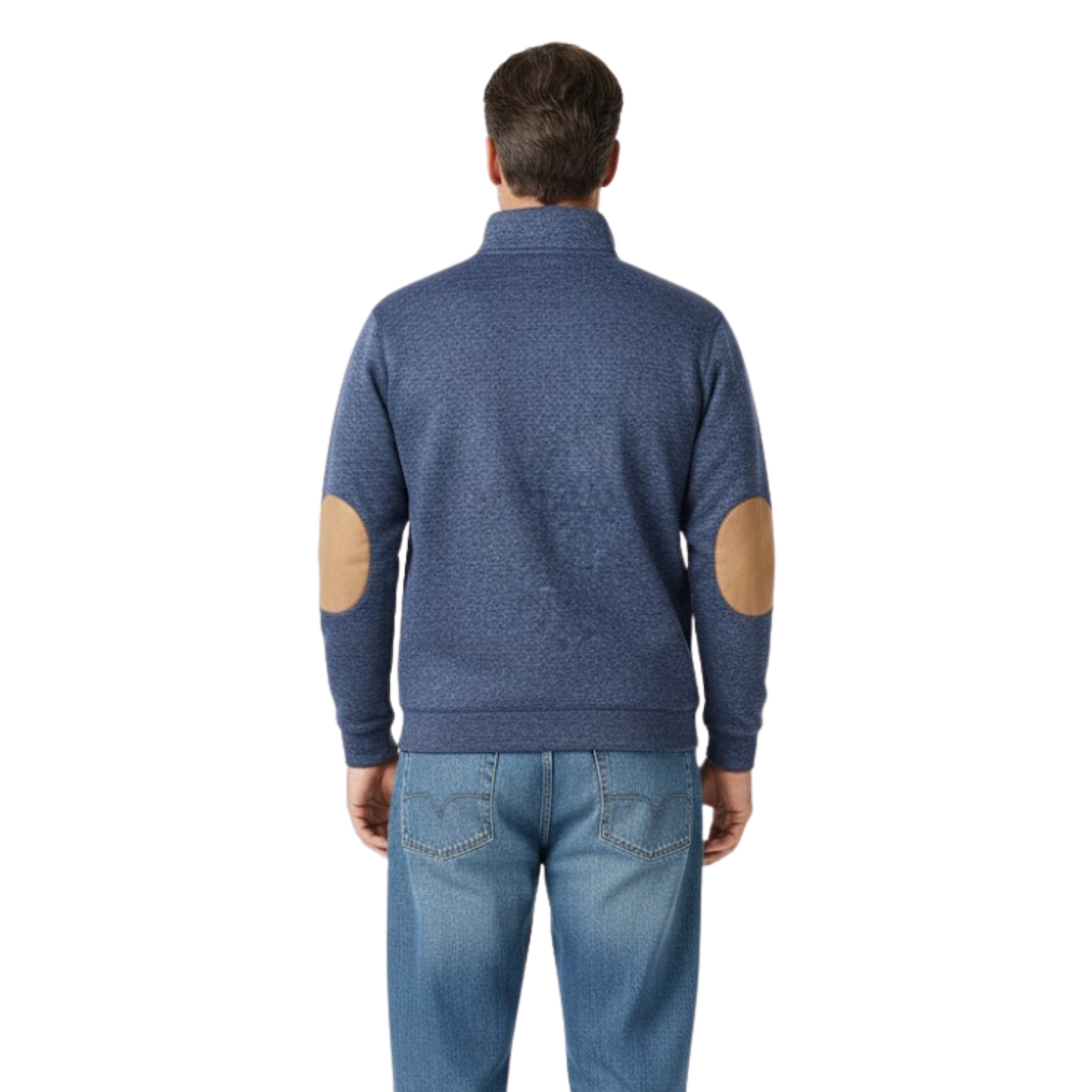 Men's Quarter Button Stand Collar Pullover Patchwork Long Sleeve Leisure Sweatshirt