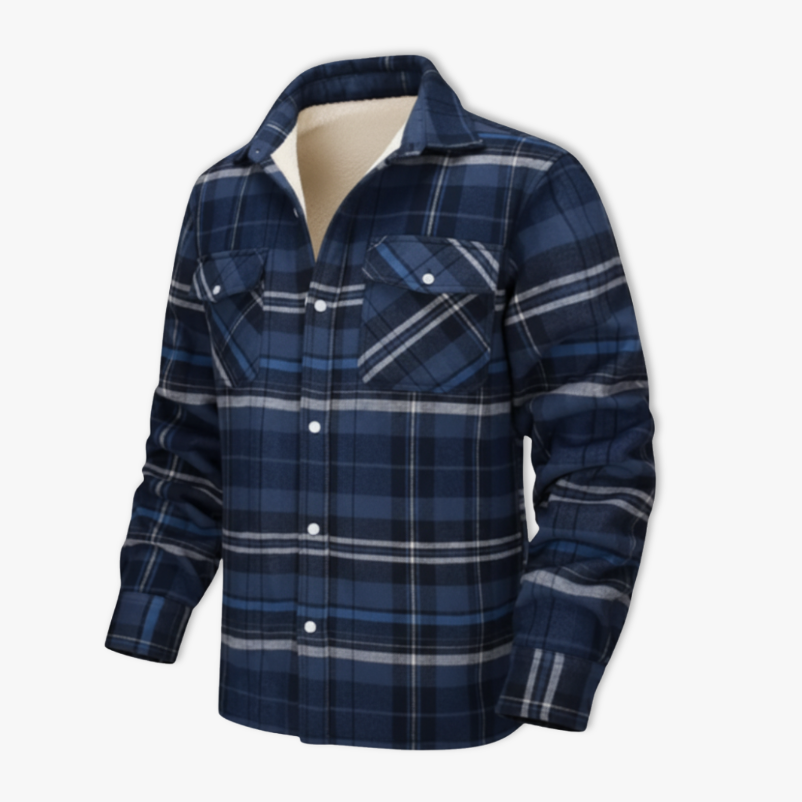 Mens Flannel Cotton Jackets Plaid Fleece Lining Cargo Work Coats