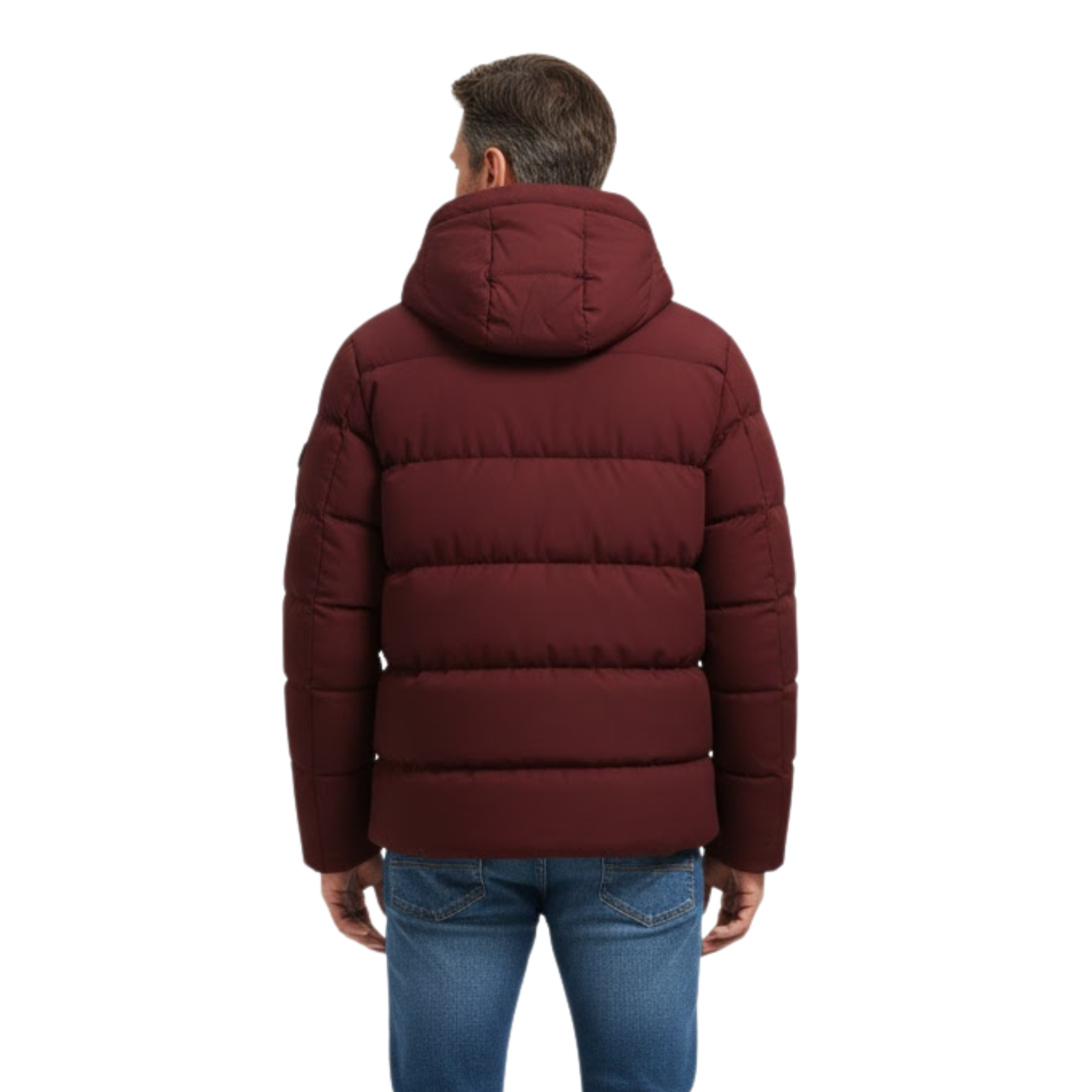 Men's Fleece Lined Puffer Jacket Cotton Filled Winter Warm Hooded Outerwear
