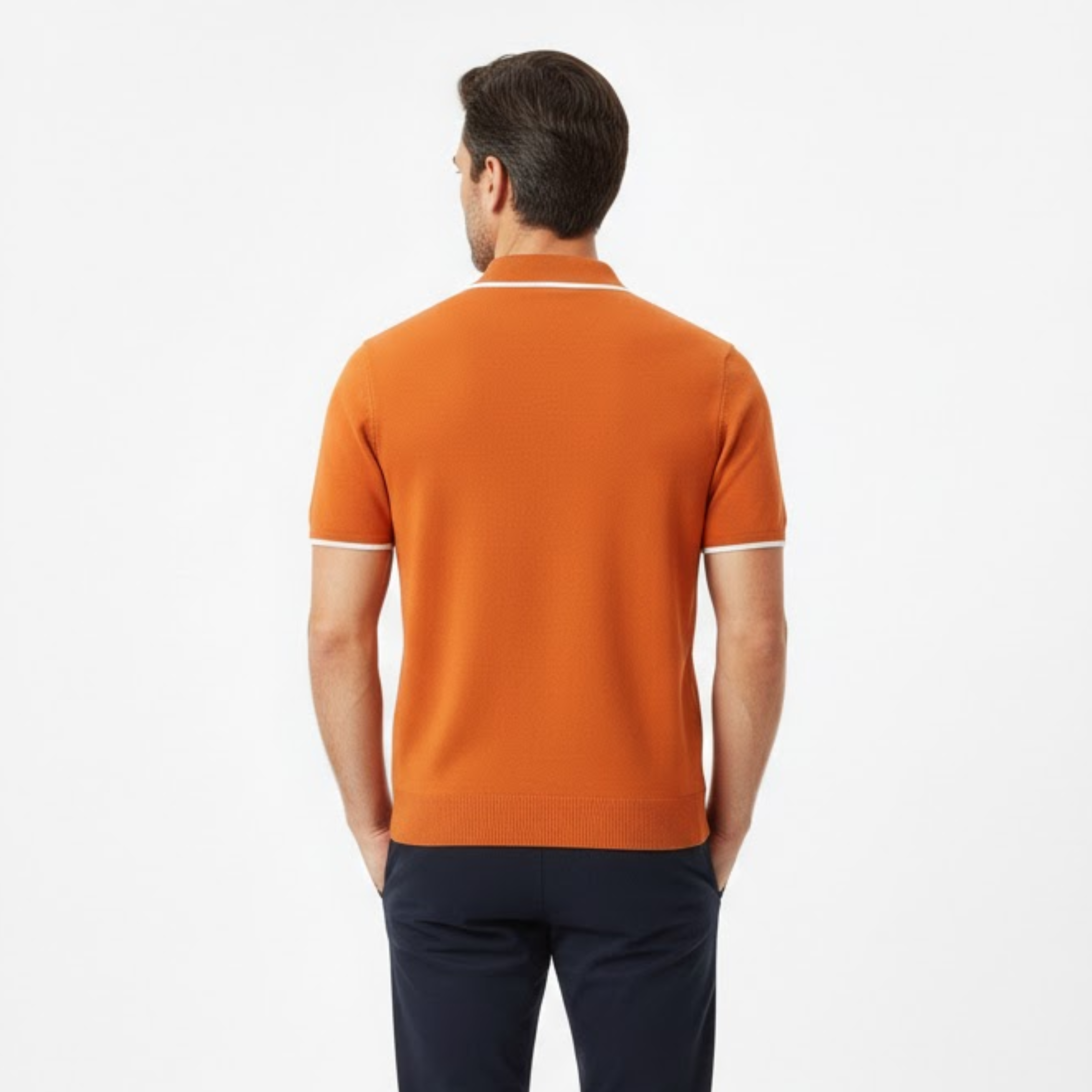 Men's Knit Polo Shirt Short Sleeve Cotton Polyester Blend Slim Fit Smart Casual Top