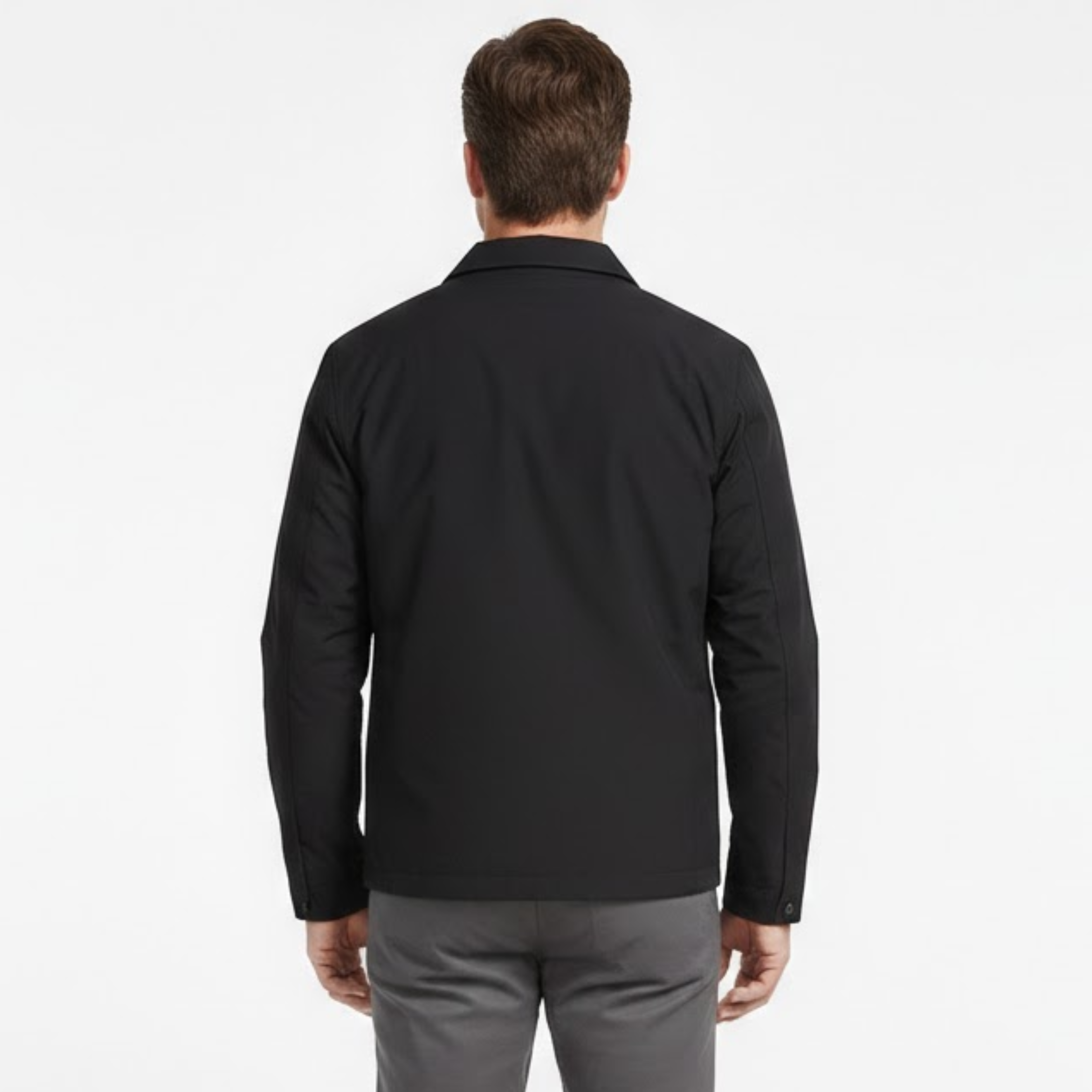 Men's Lightweight Business Work Jacket Zipper Closure Polyester Casual Outerwear Coat