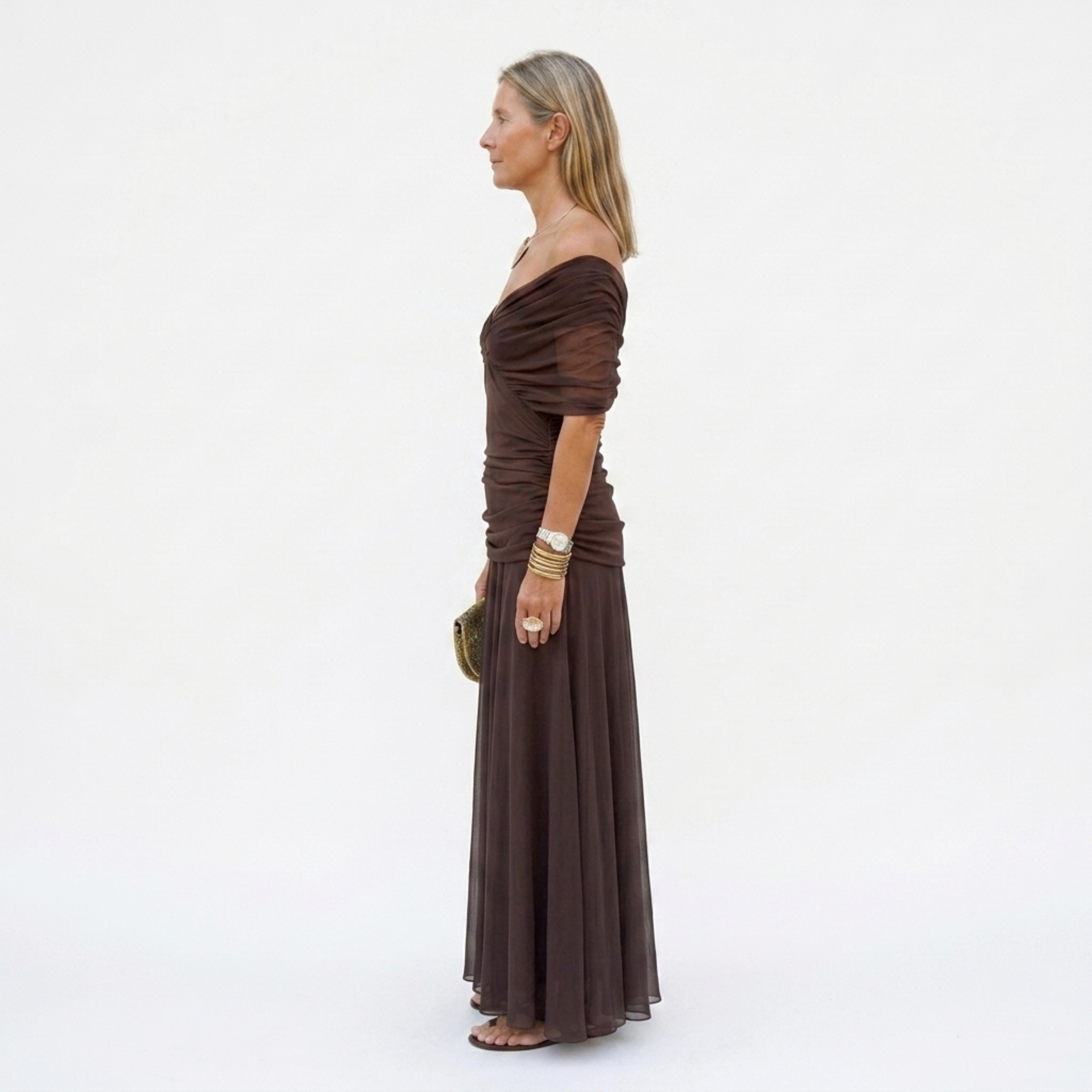 Women's maxi dress — V-neck, gathered waist — formal events