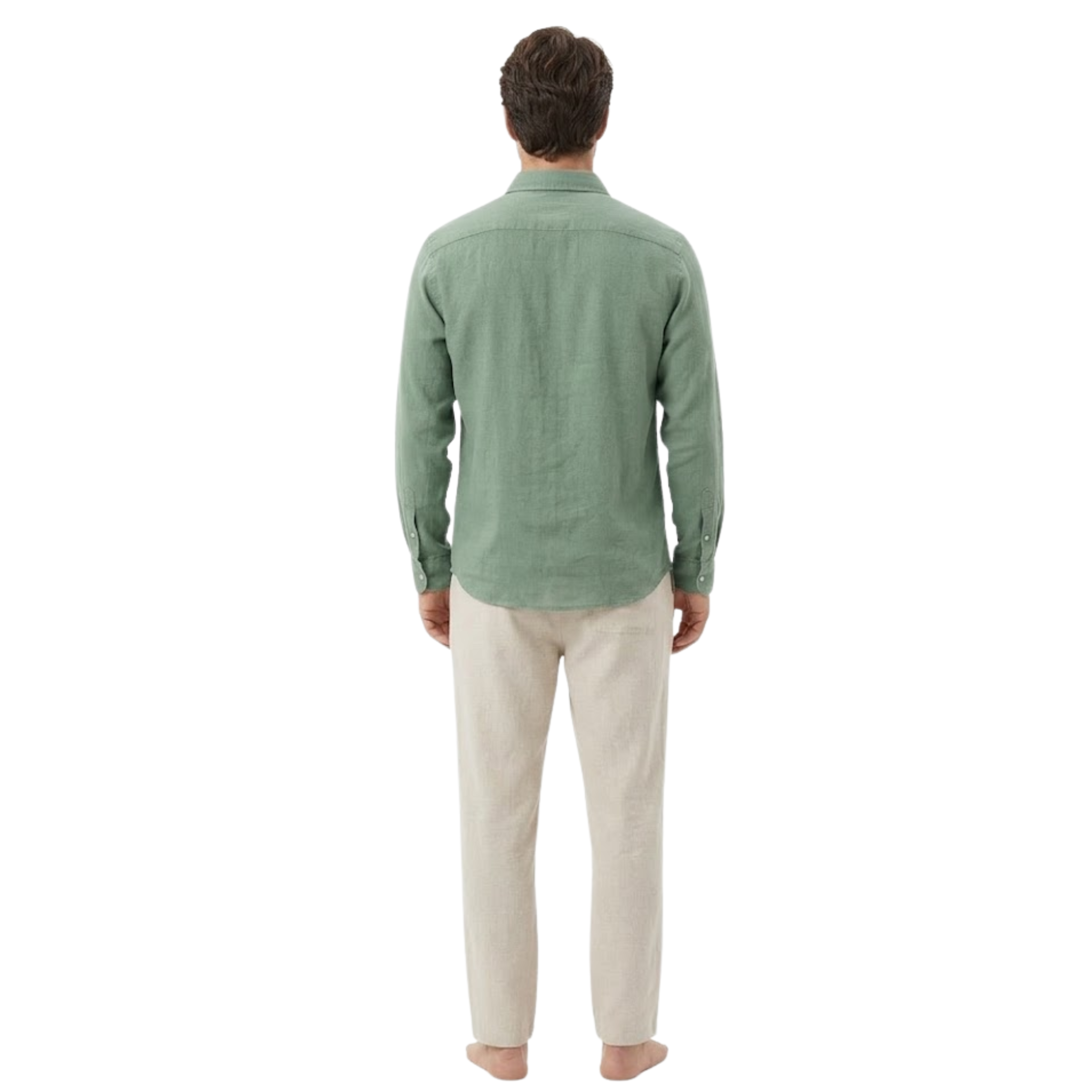 Men's Linen Long Sleeve Shirt and Trousers Set Casual Two Piece Matching Outfit