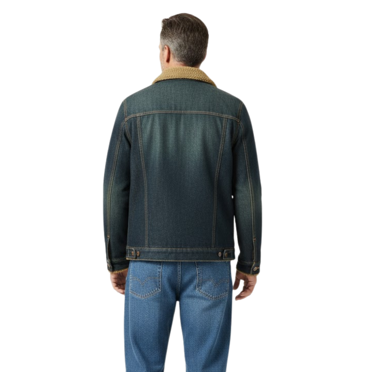 Men's Fleece Lined Denim Jacket Slim Fit Cotton Winter Outerwear Jeans Coat