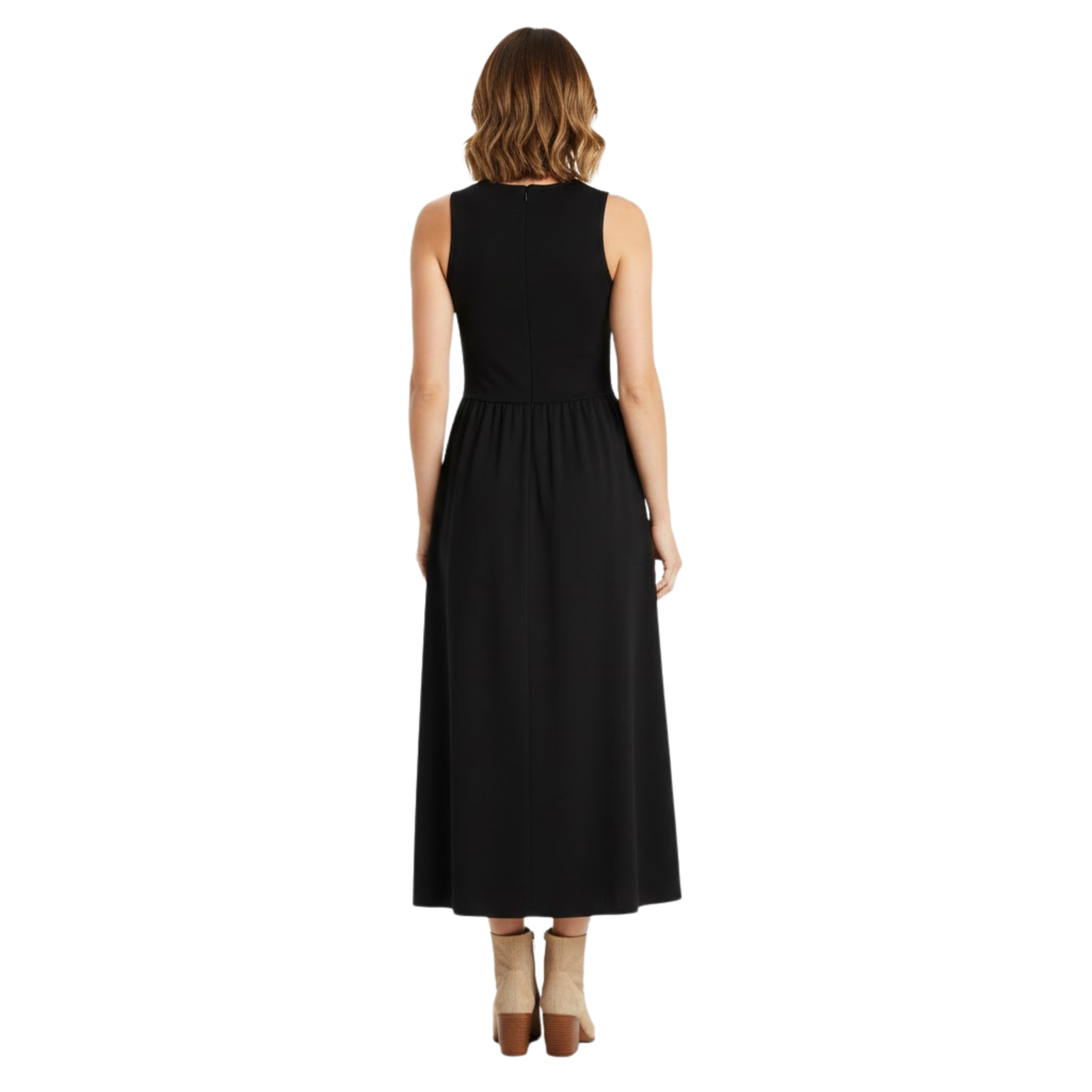 Women's Sleeveless Fit and Flare Maxi Dress with O-Neck and Ankle-Length Silhouette