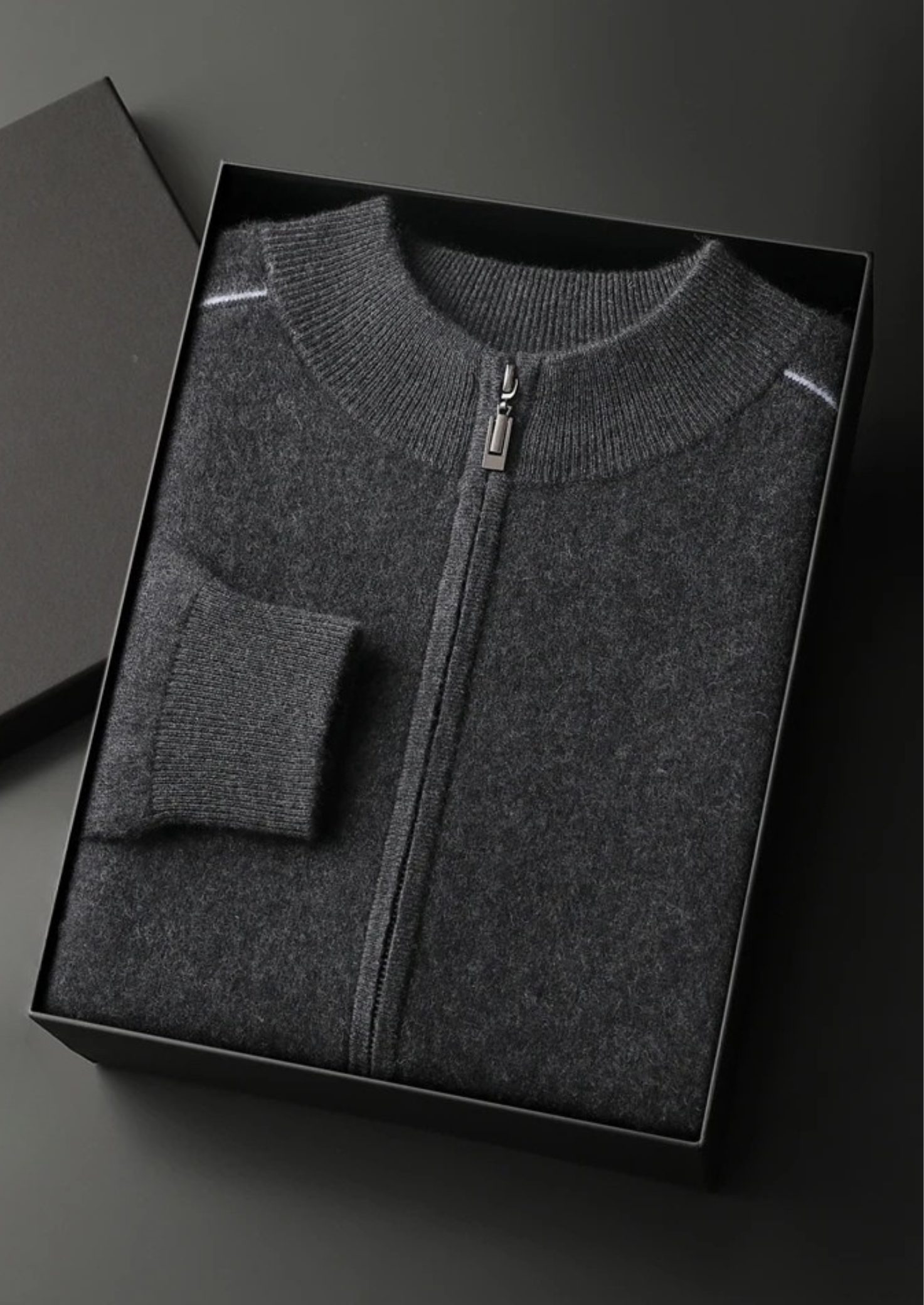 Veroux Mode | Men’s Premium Cashmere Two-Tone Zip Cardigan