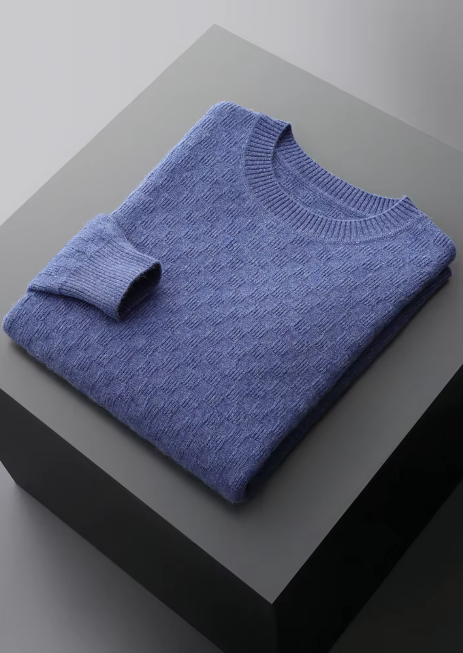 Veroux Mode | Men’s Pure Extra-Fine Merino Wool Textured Crewneck