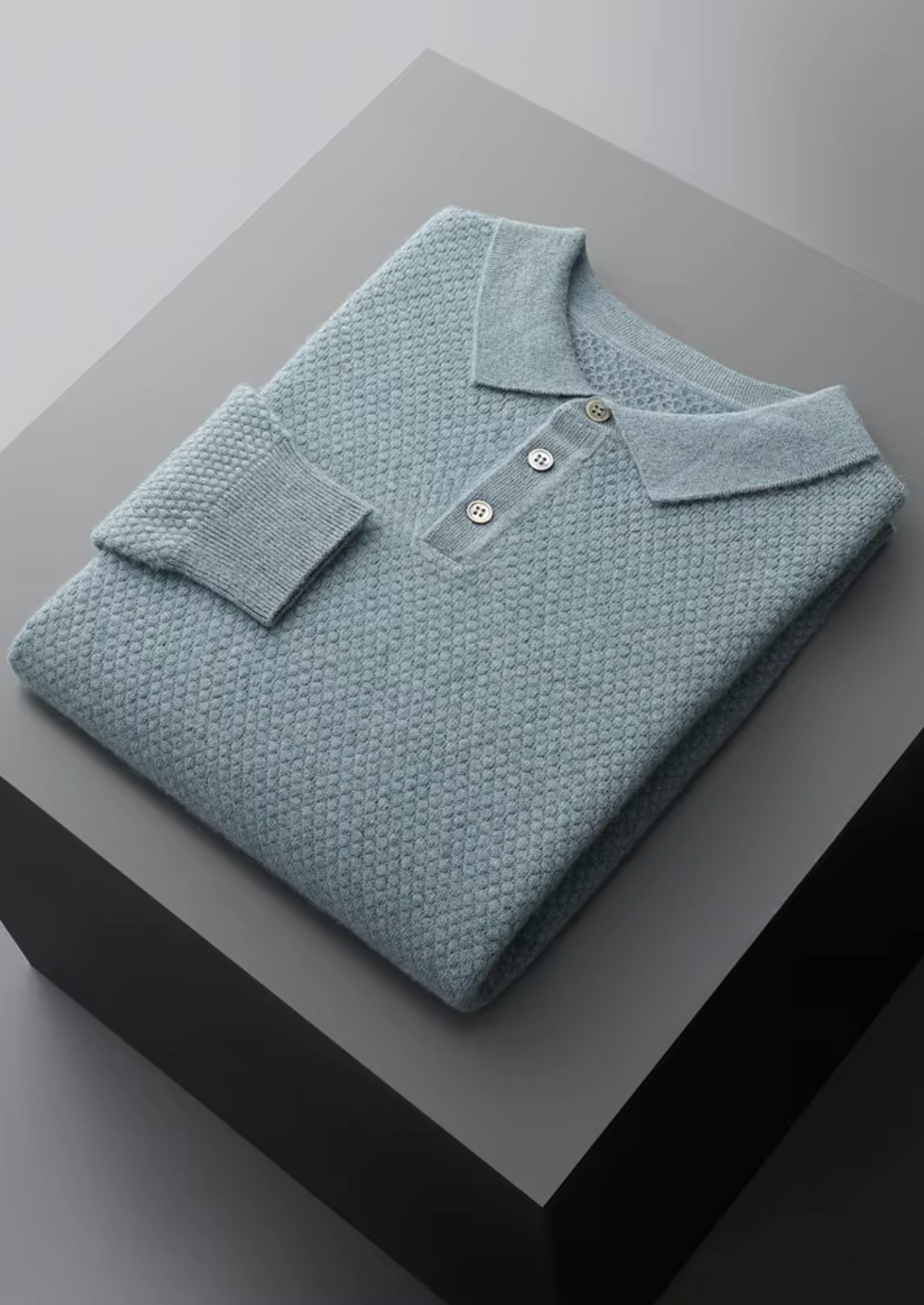 Veroux Mode | Men’s Premium Cashmere Textured Sweater Polo