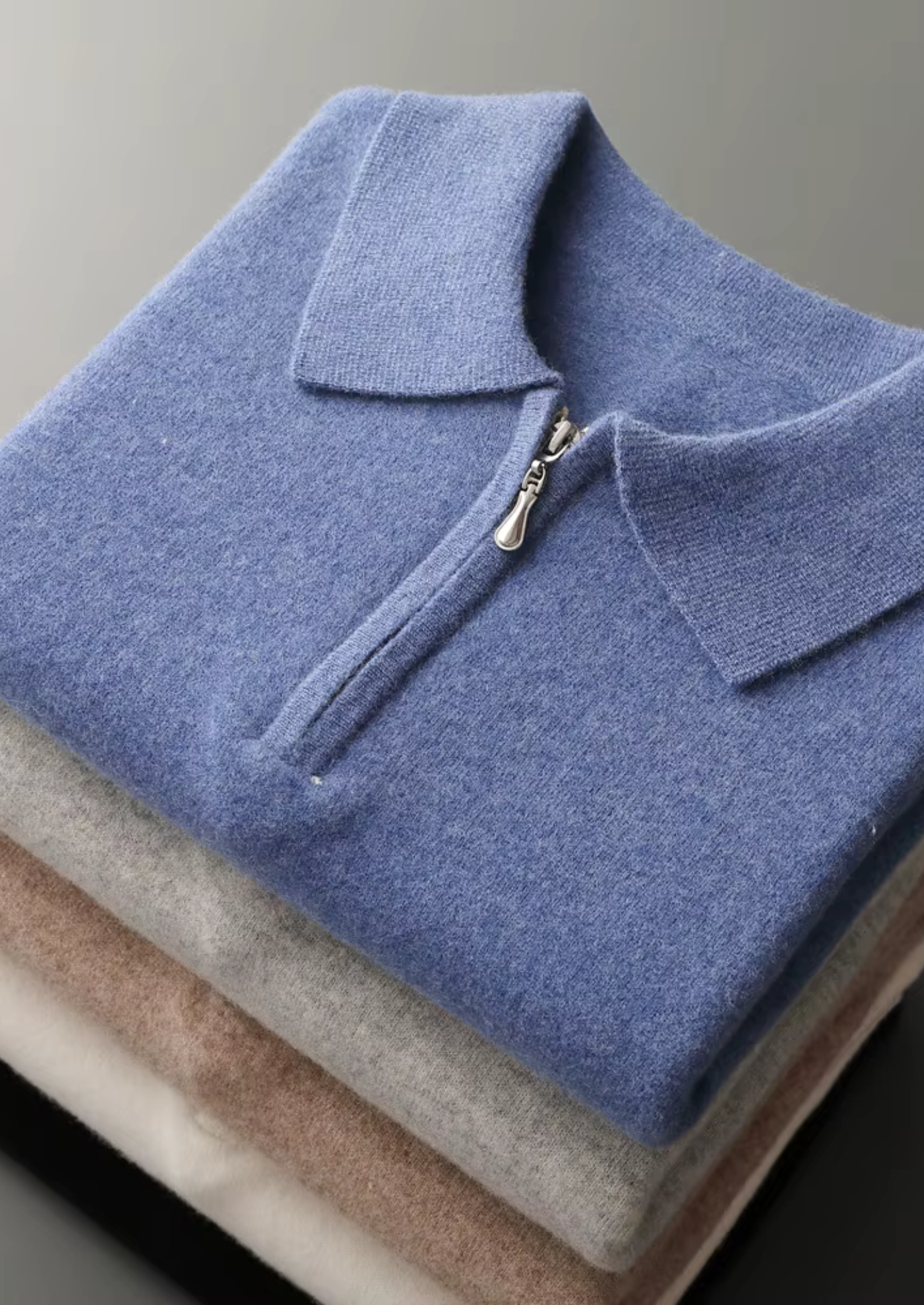 Veroux Mode | Men’s Pure Extra-Fine Merino Wool Half Zip Polo