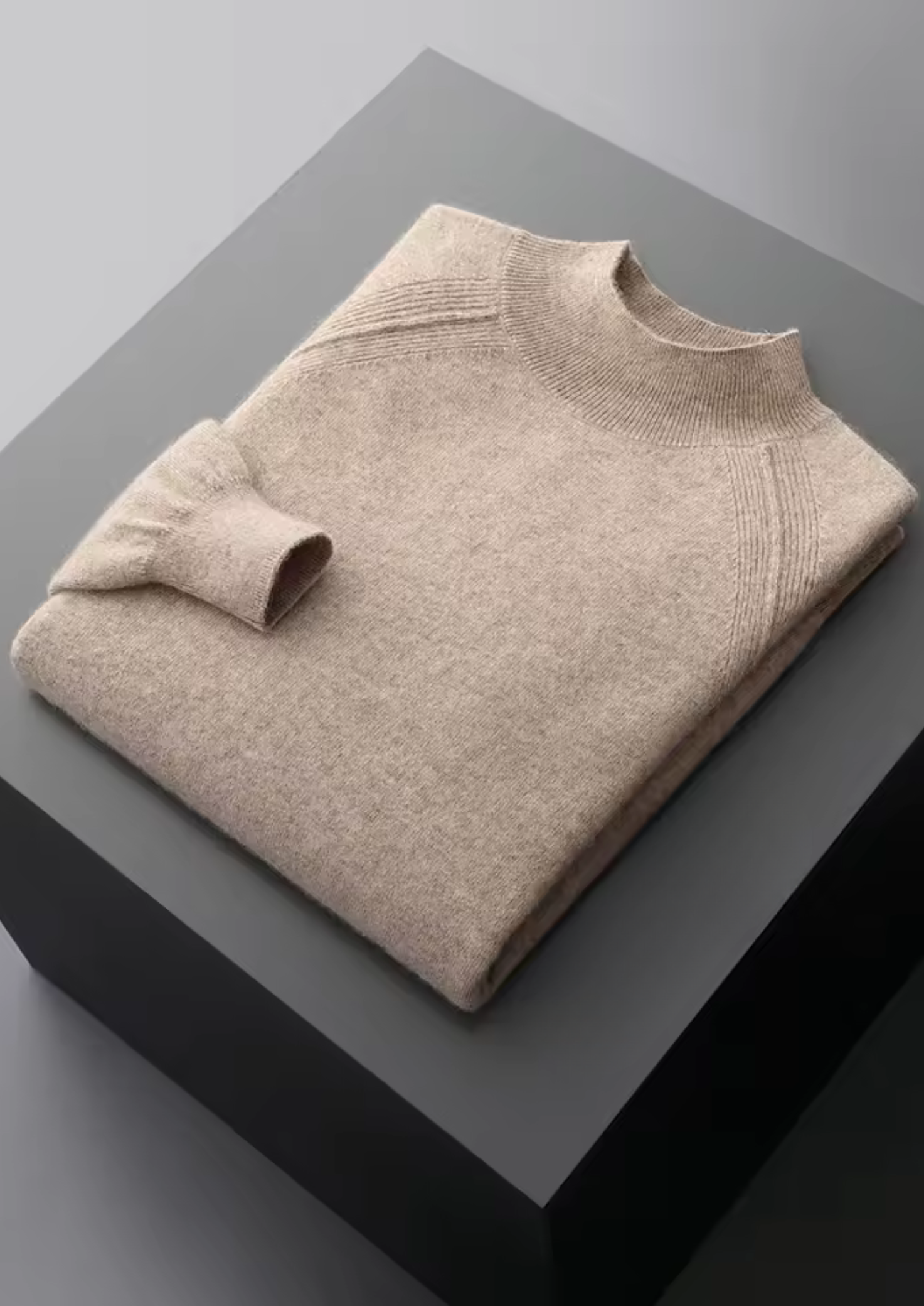 Veroux Mode | Men’s Pure Extra-Fine Merino Wool Raglan Mockneck