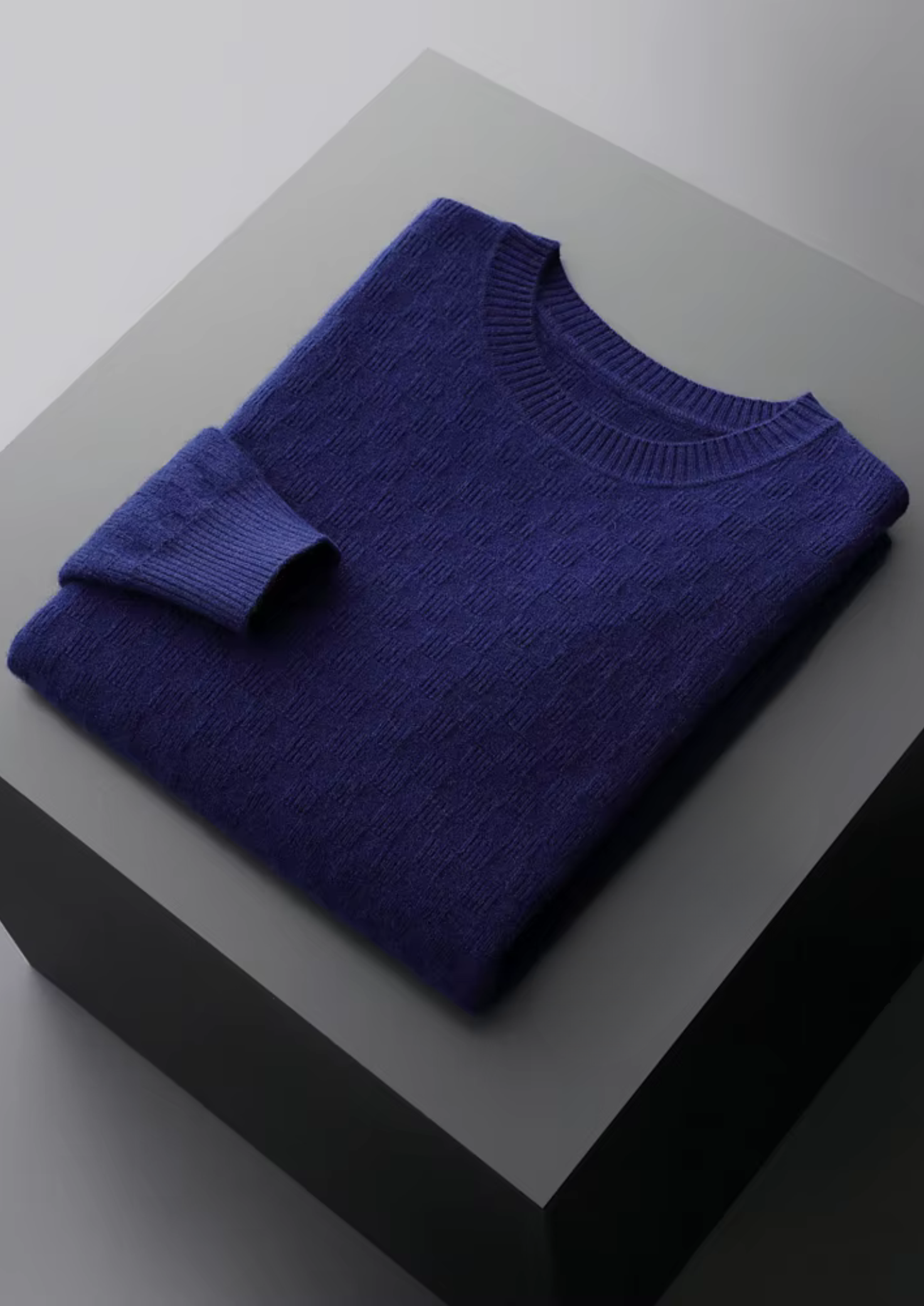 Veroux Mode | Men’s Pure Extra-Fine Merino Wool Textured Crewneck