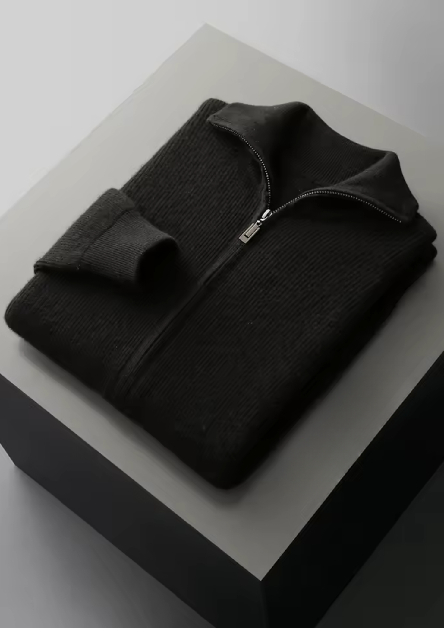 Veroux Mode | Men’s Pure Extra-Fine Merino Wool Ribbed Zipper Cardigan