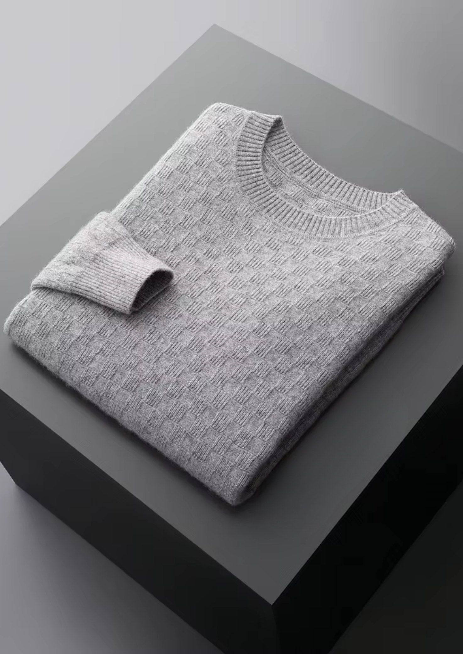 Veroux Mode | Men’s Pure Extra-Fine Merino Wool Textured Crewneck