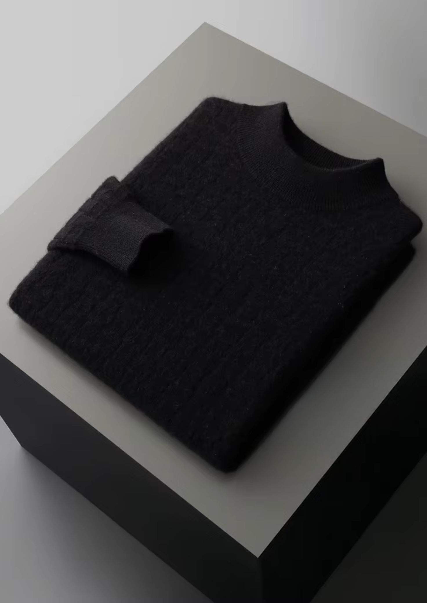 Veroux Mode | Men’s Pure Extra-Fine Merino Wool Textured Mockneck