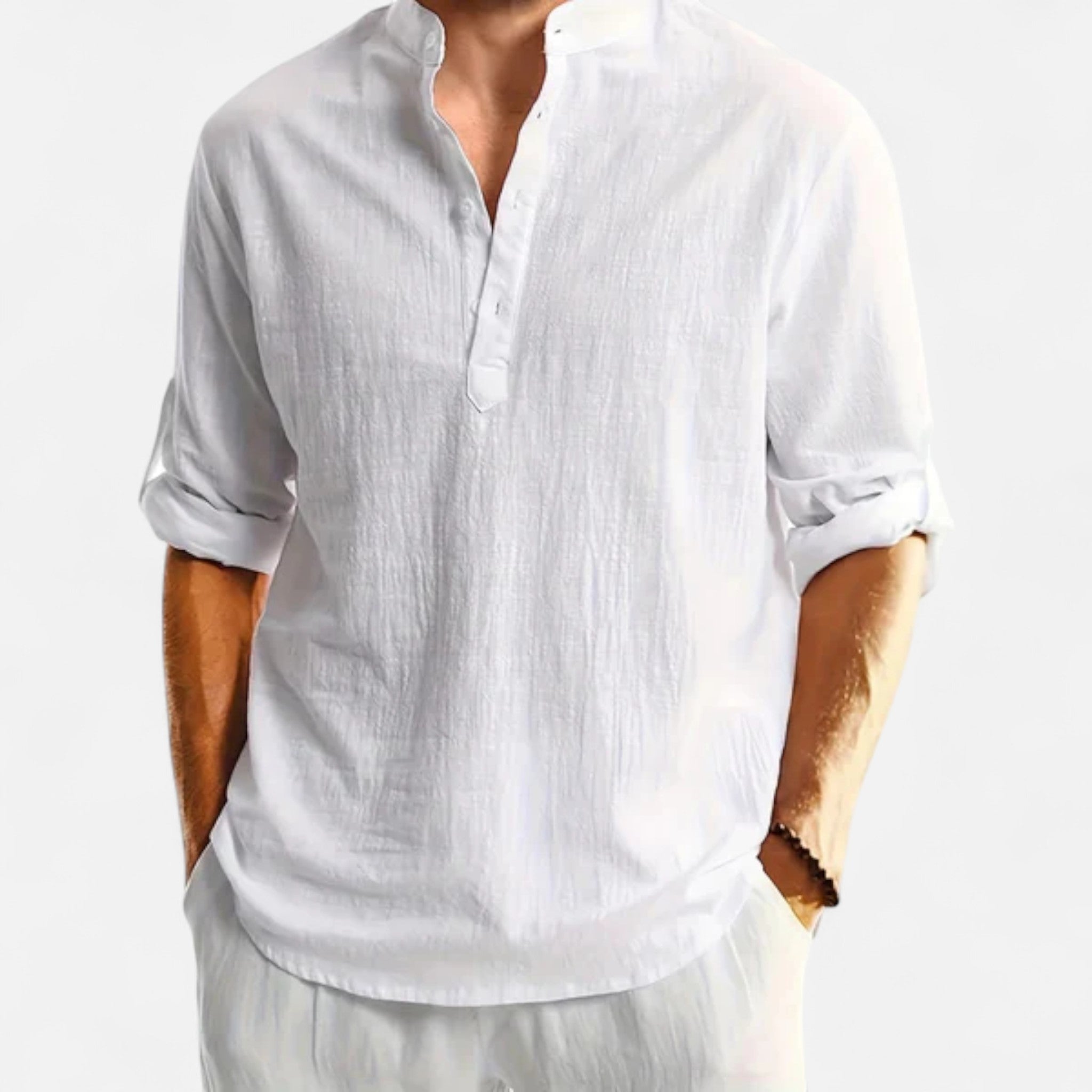Veroux Mode | Men’s Linen Henley Shirt