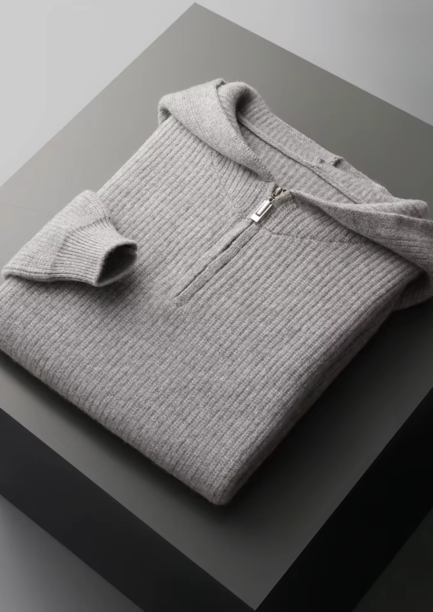 Veroux Mode | Men’s Pure Extra-Fine Merino Wool Half Zipper Hoodie