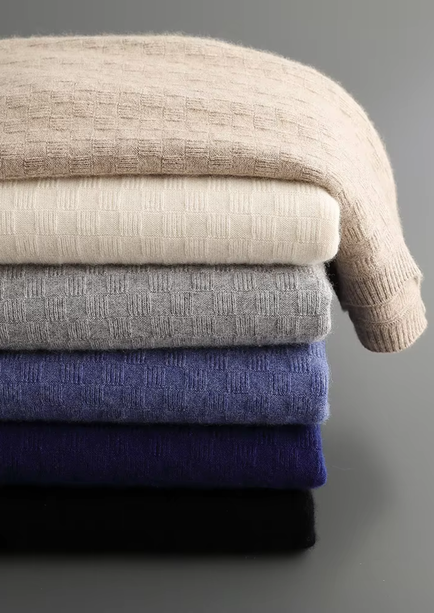 Veroux Mode | Men’s Pure Extra-Fine Merino Wool Textured Crewneck