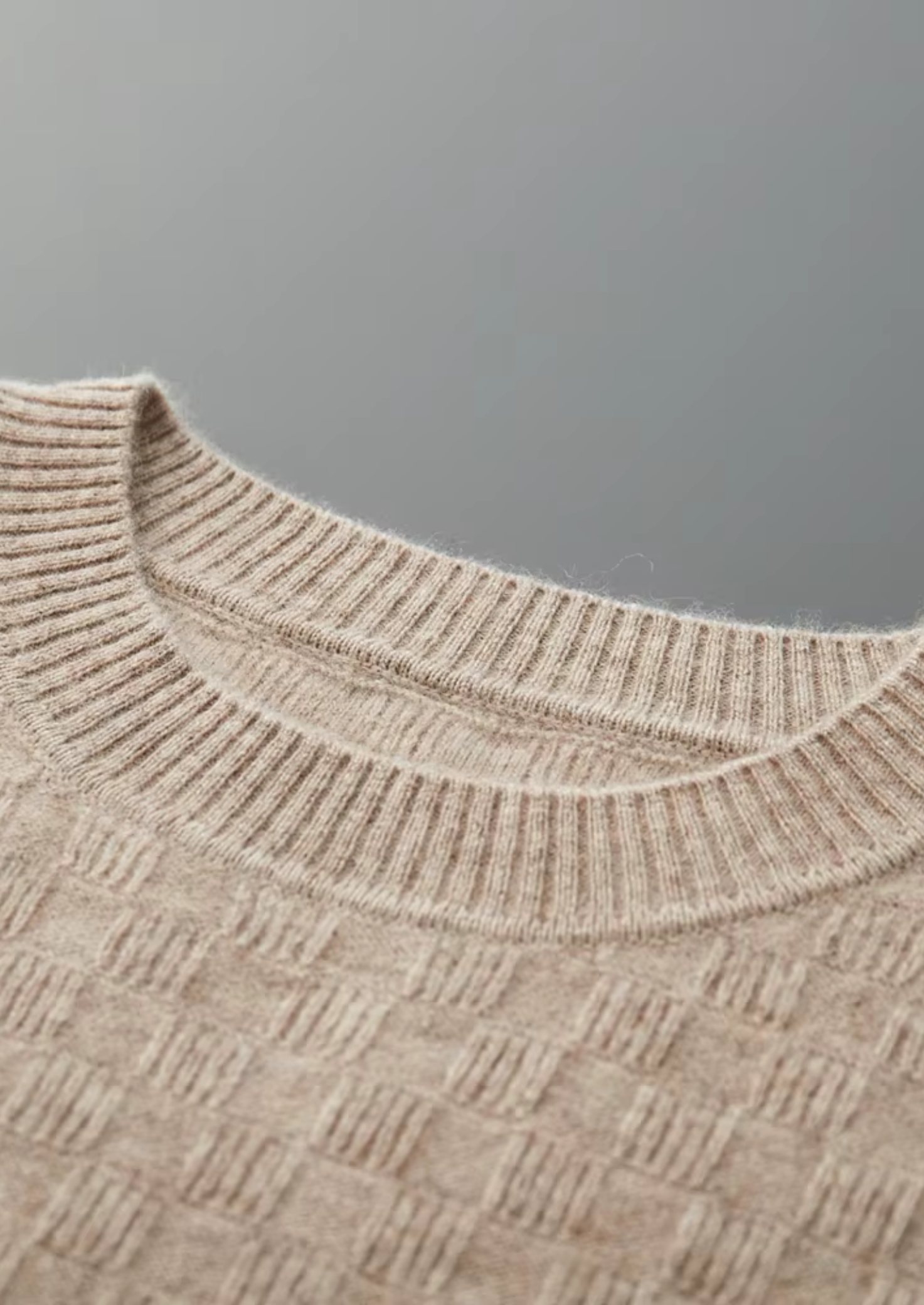 Veroux Mode | Men’s Pure Extra-Fine Merino Wool Textured Crewneck
