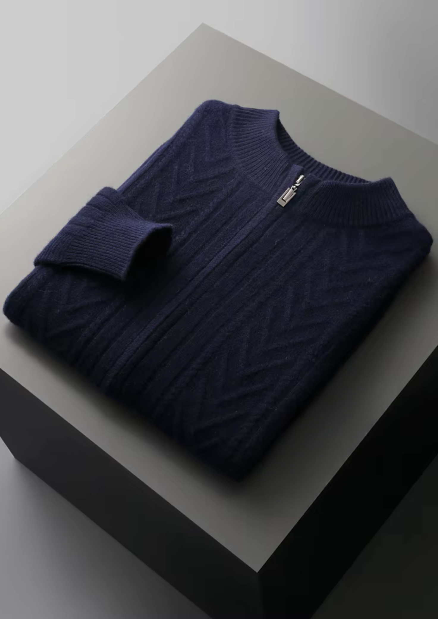 Veroux Mode | Men’s Pure Extra-Fine Merino Wool Patterned Zip Cardigan