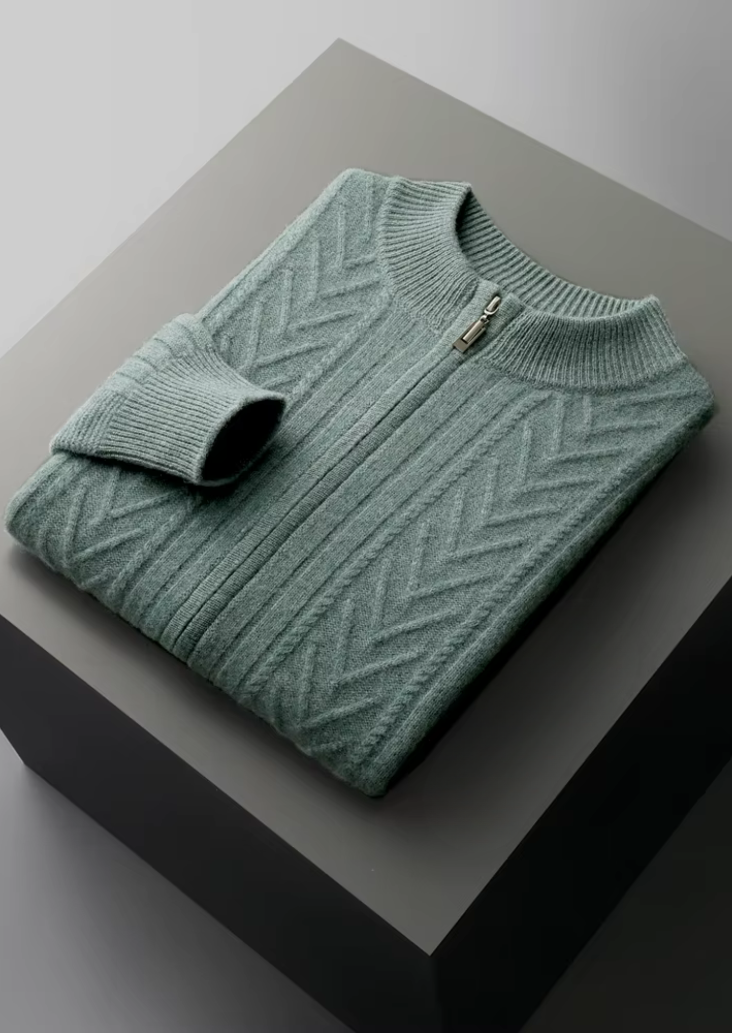Veroux Mode | Men’s Pure Extra-Fine Merino Wool Patterned Zip Cardigan