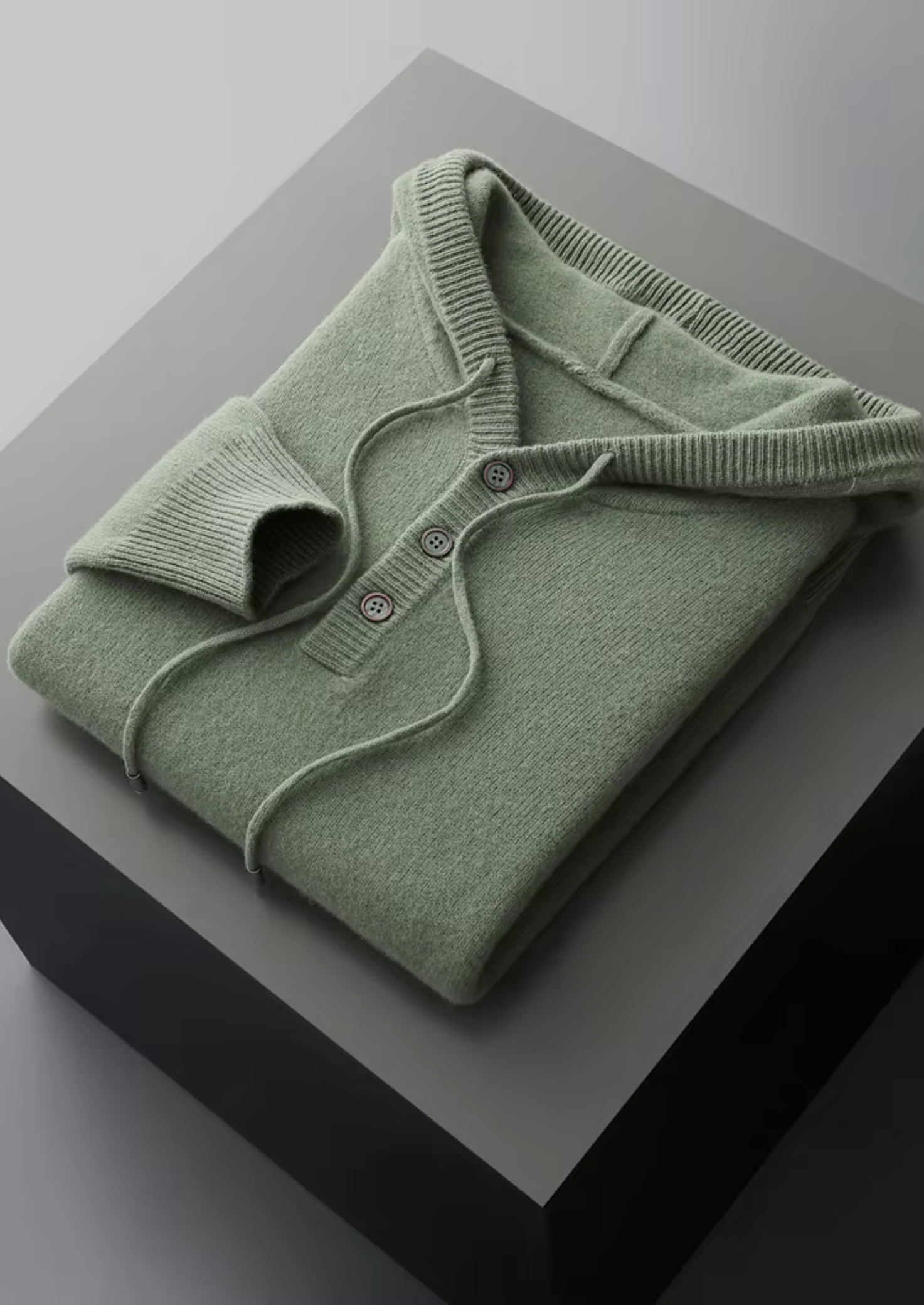 Veroux Mode | Men’s Pure Extra-Fine Merino Wool Button Hoodie