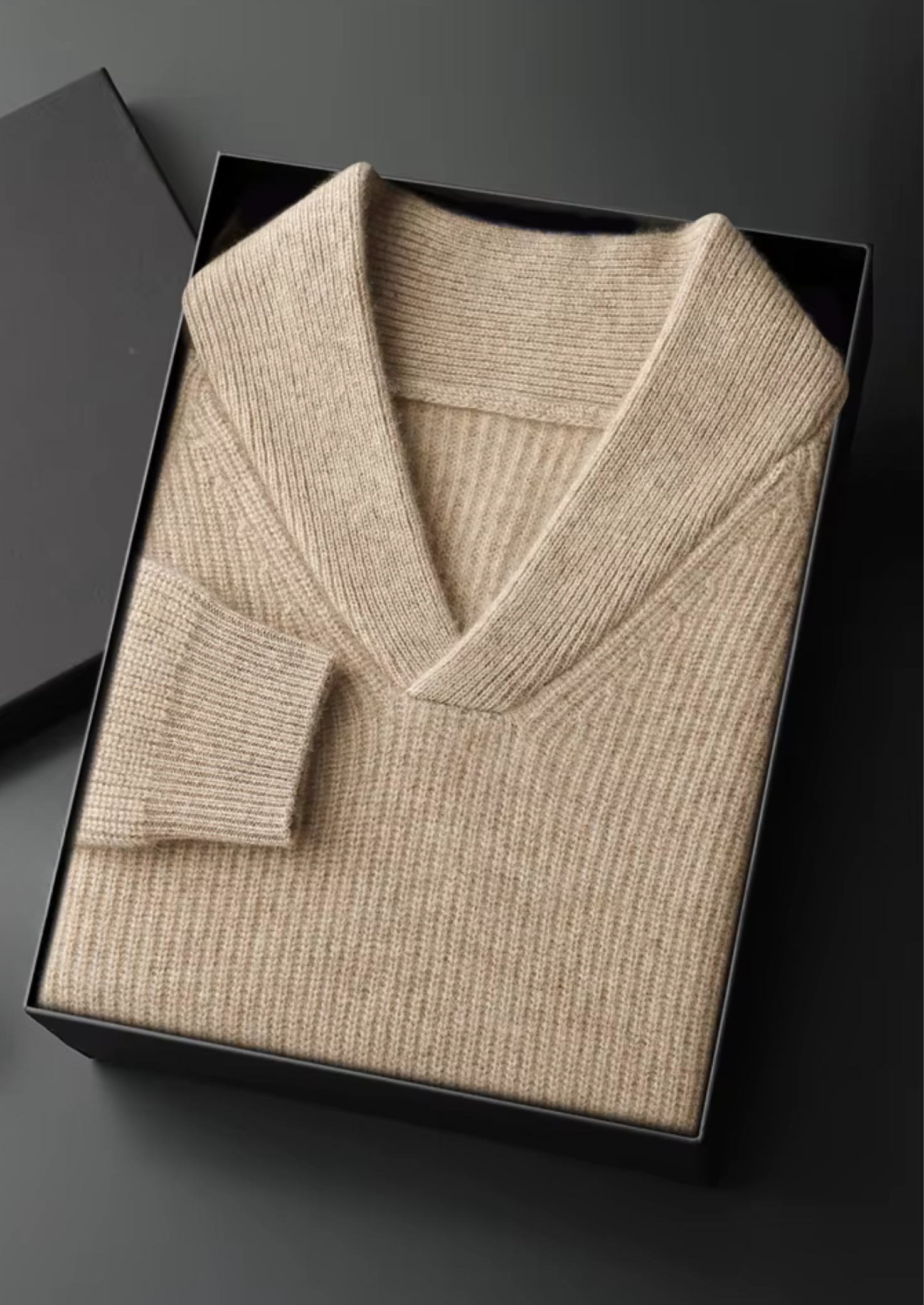 Veroux Mode | Men’s Premium Cashmere Ribbed V-Neck Sweater