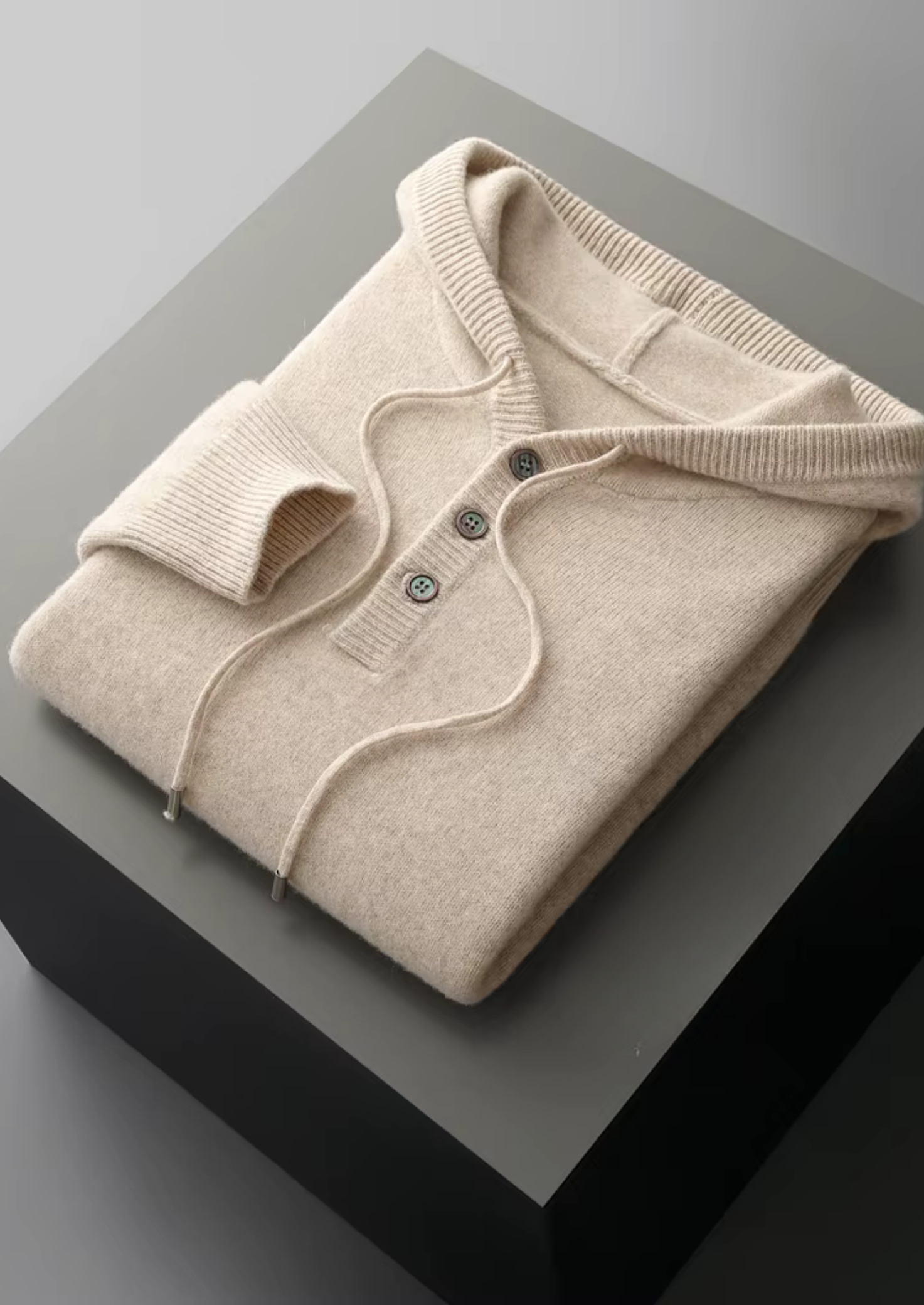Veroux Mode | Men’s Pure Extra-Fine Merino Wool Button Hoodie