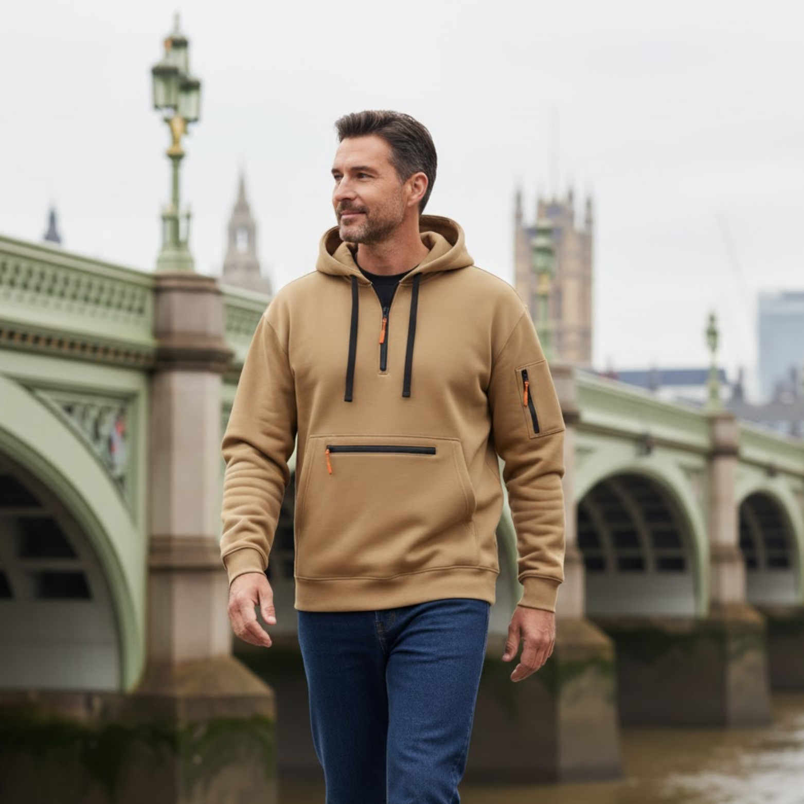 Men's Quarter Zip Tactical Hoodie Pullover Long Sleeve Casual Sweatshirt with Pockets