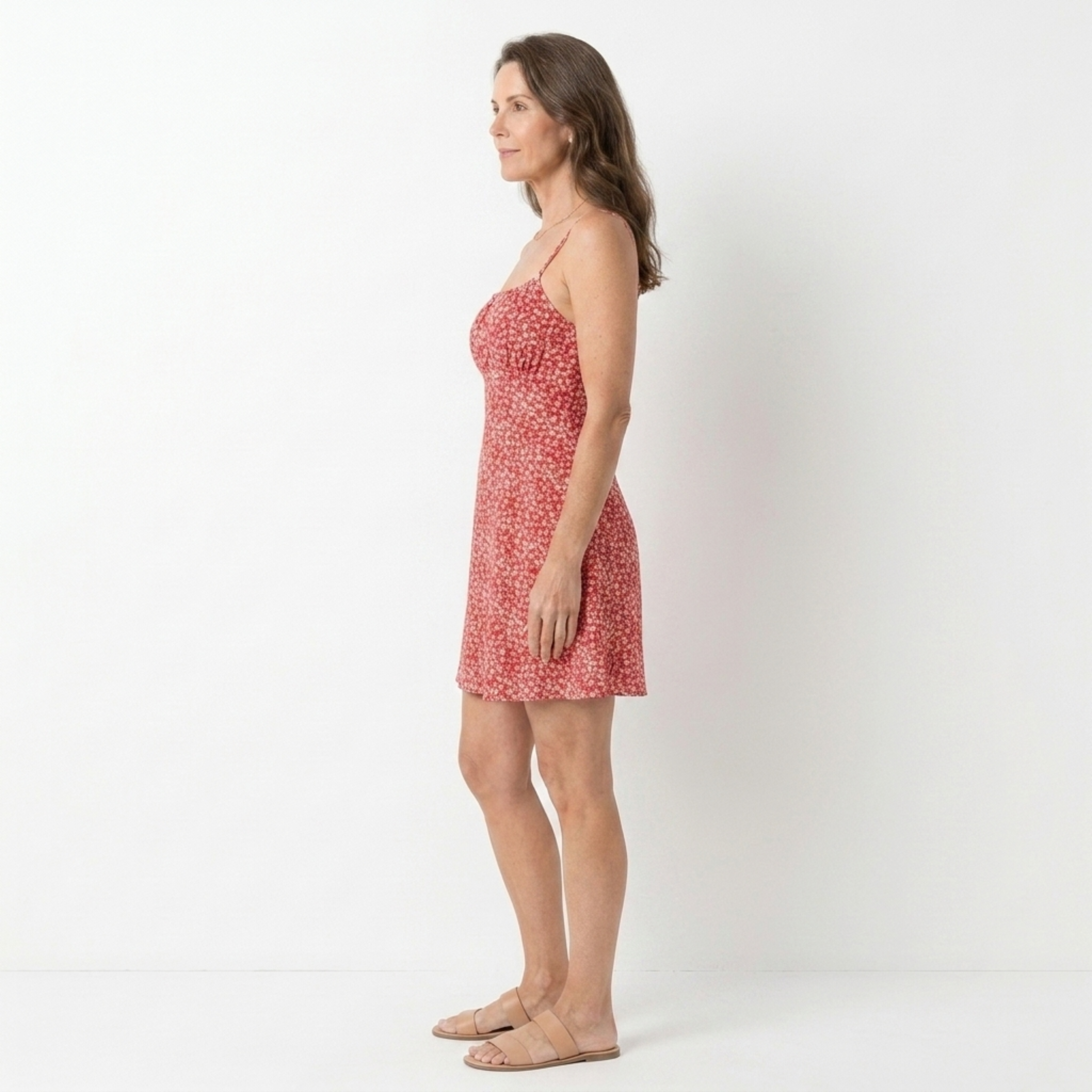 Women's Floral A-Line Mini Dress Ruched Bust Spaghetti Strap Side Cutout Sundress
