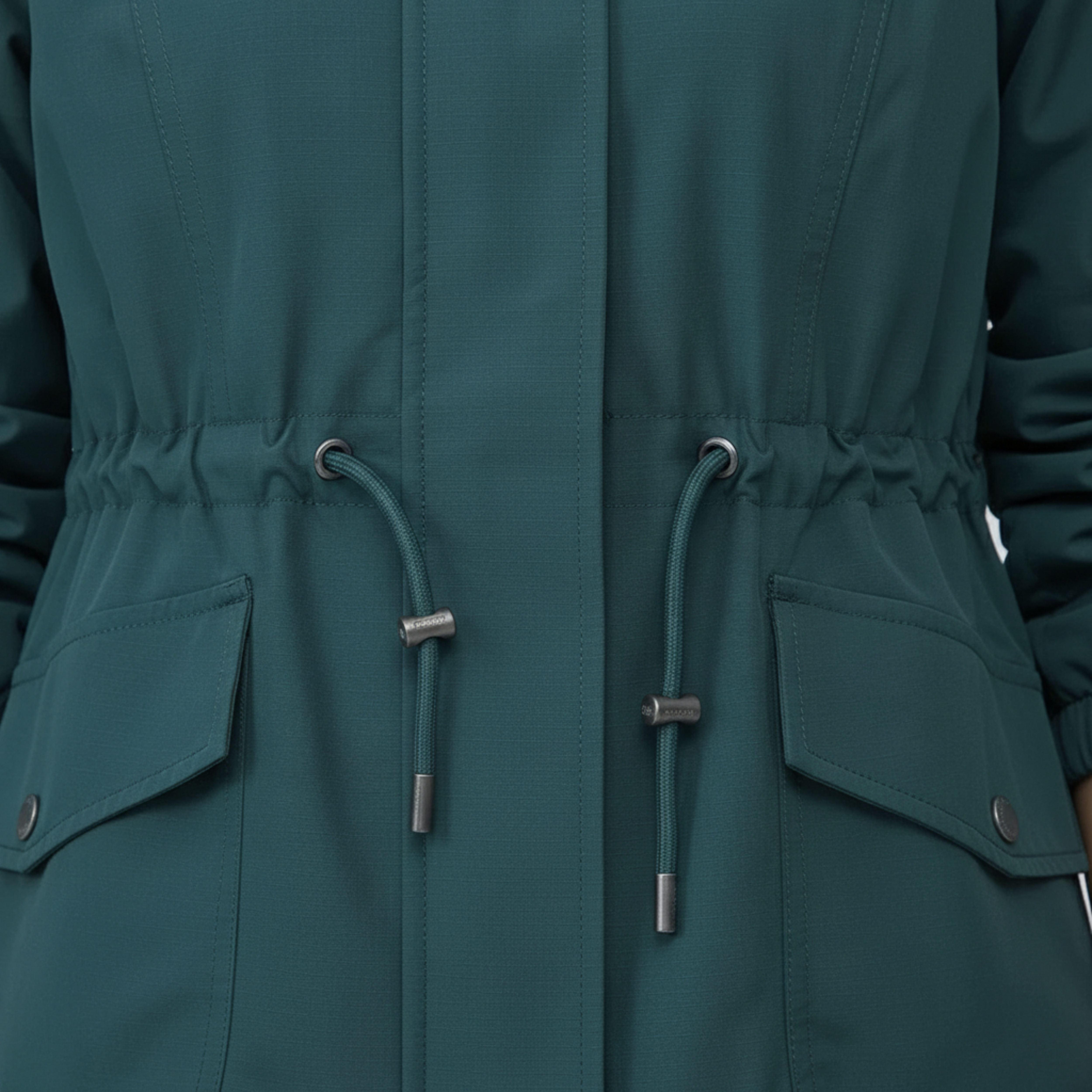 Women's Lightweight Windbreaker Jacket with Adjustable Waist and Front Pockets