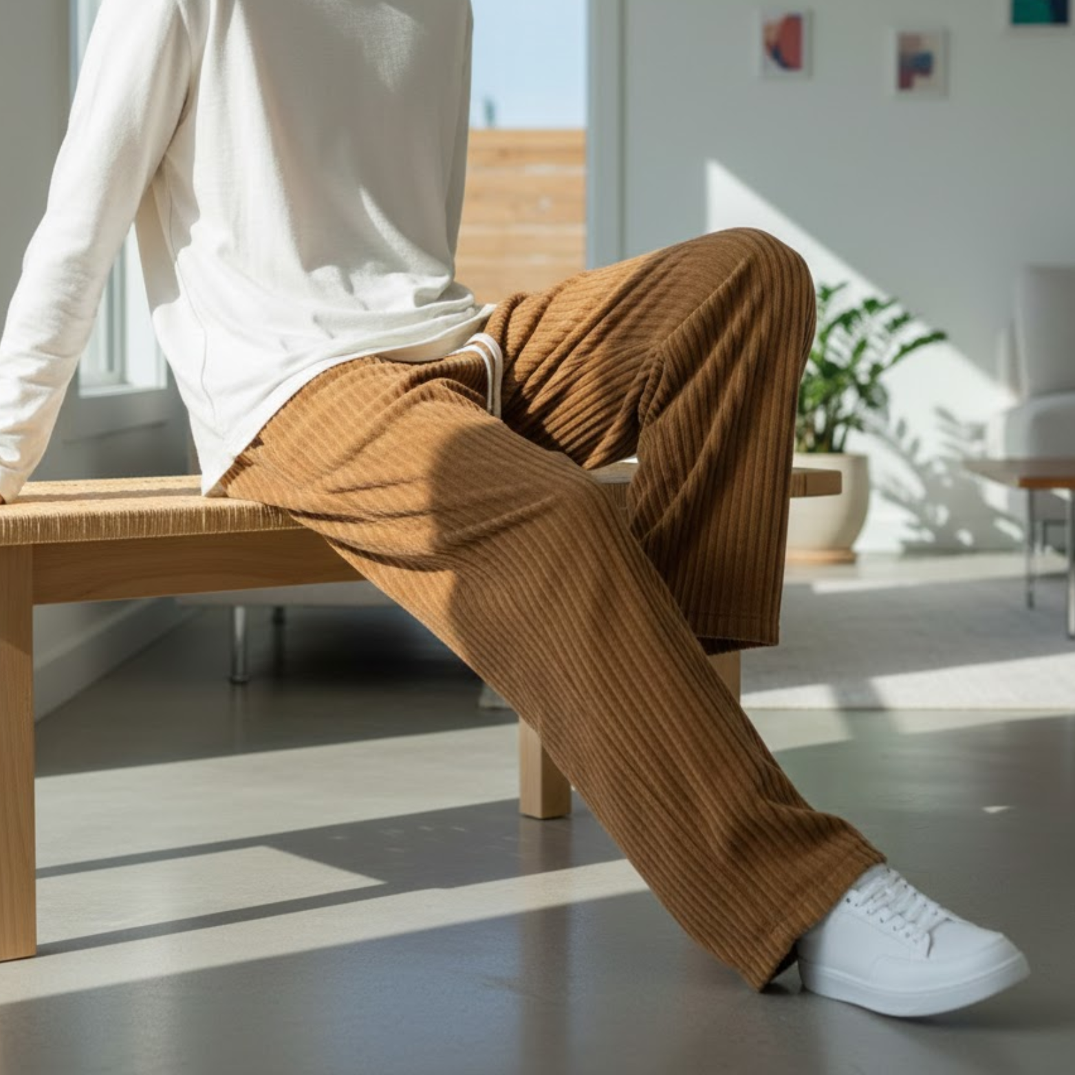 Men's Corduroy Wide Leg Drapey Harlan Casual Pants