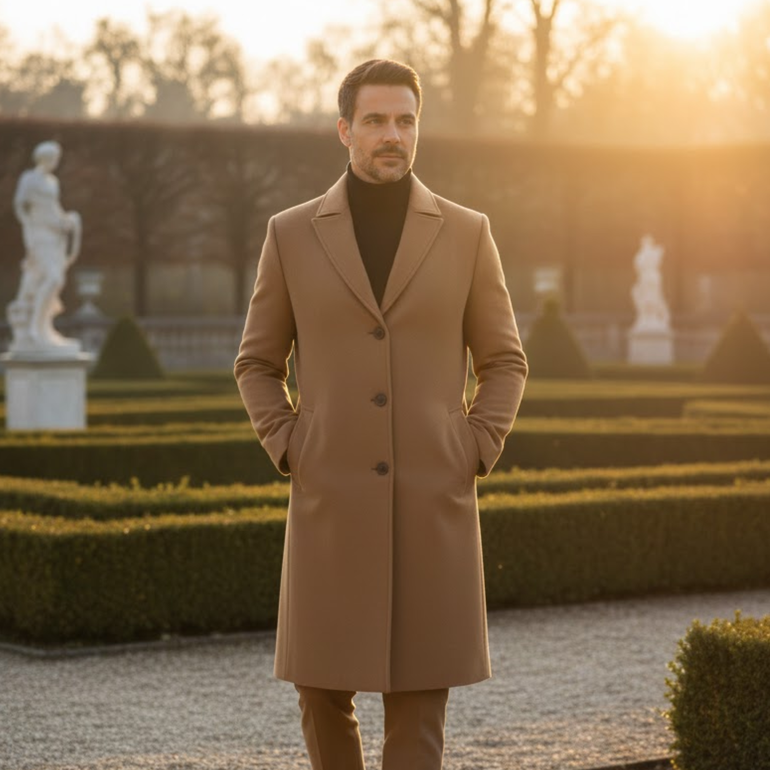 Trench Coats Luxury Male Mid-Long Warm Wool Jackets Casual