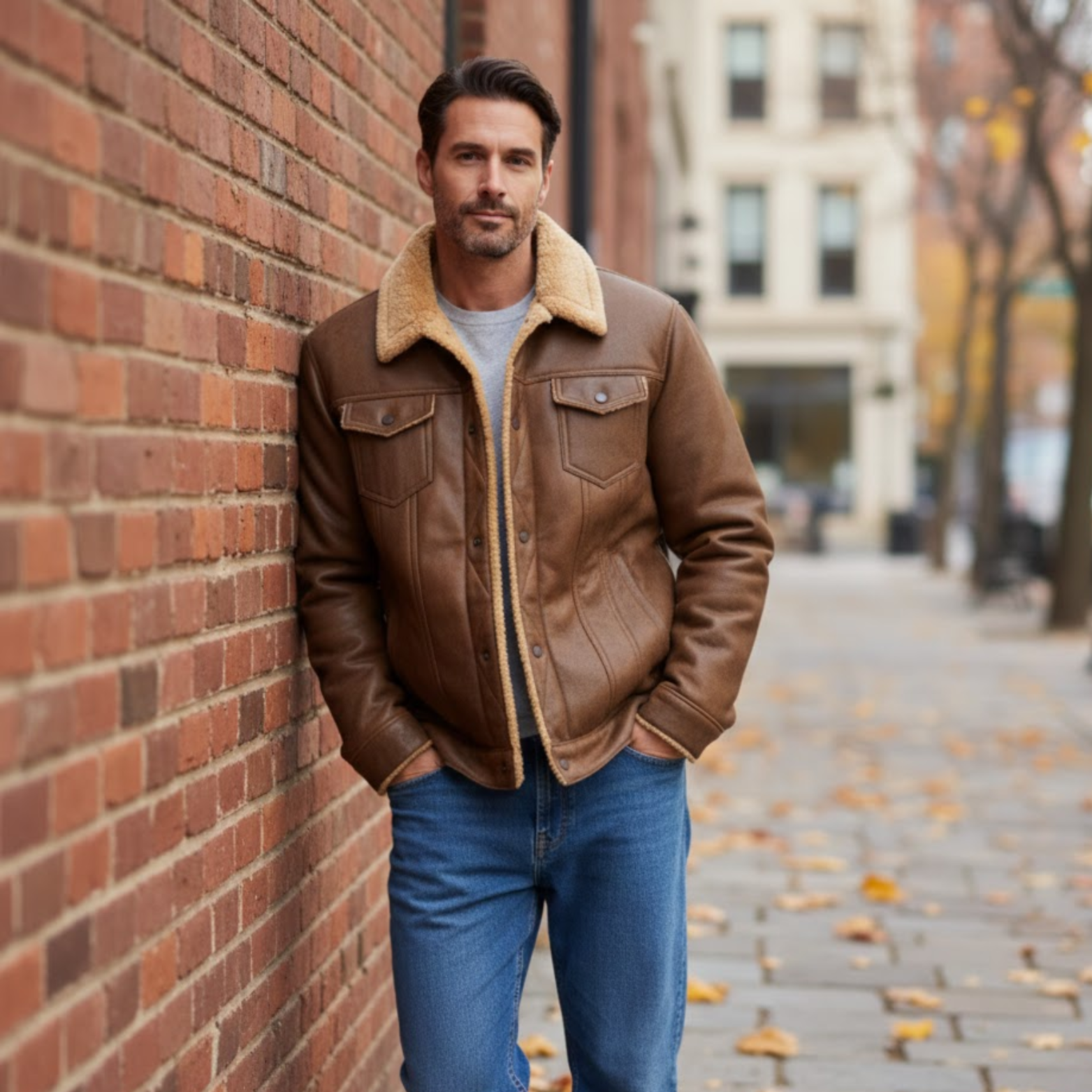 High Quality Thicken Suede Leather Jacket Casual Winter Coat