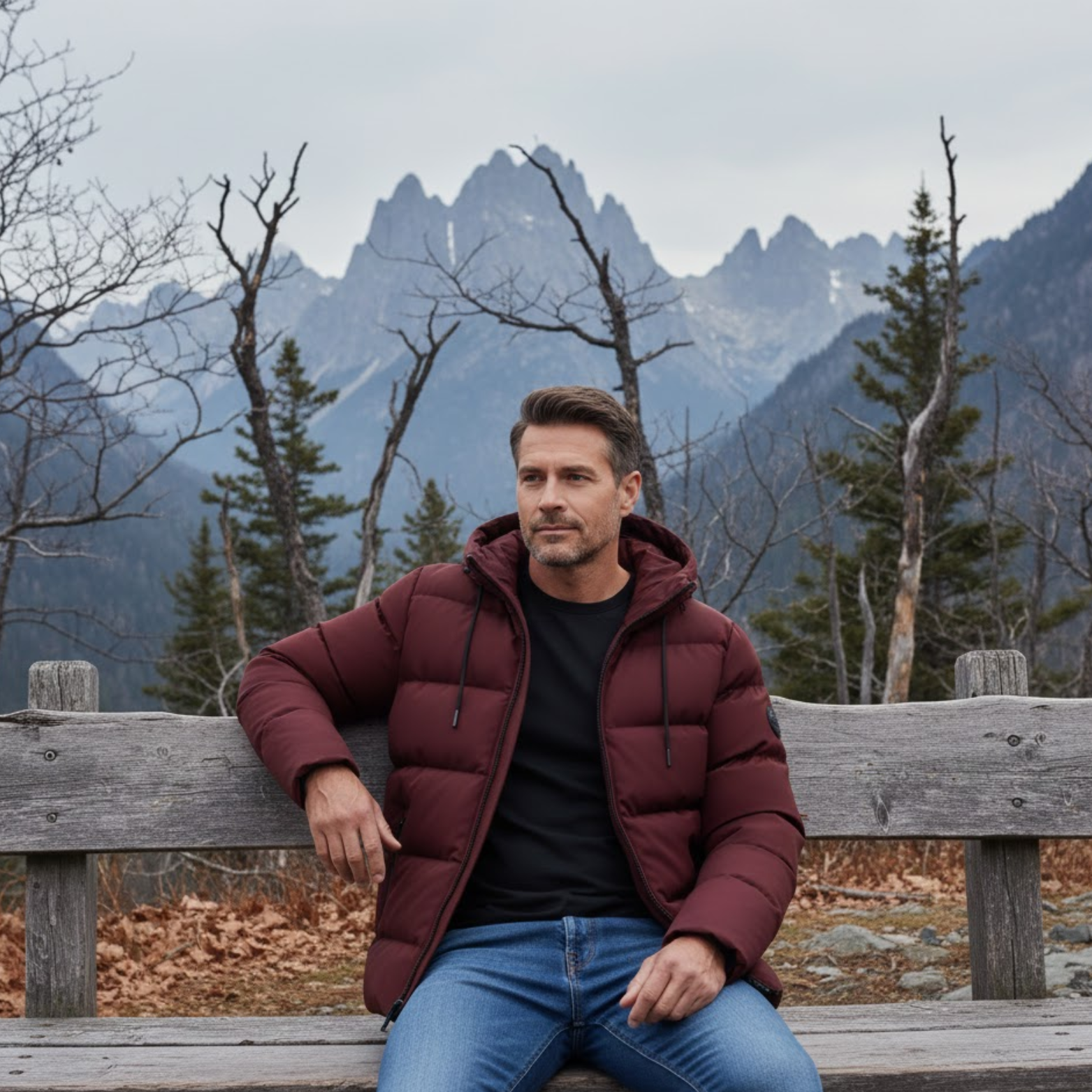 Men's Fleece Lined Puffer Jacket Cotton Filled Winter Warm Hooded Outerwear