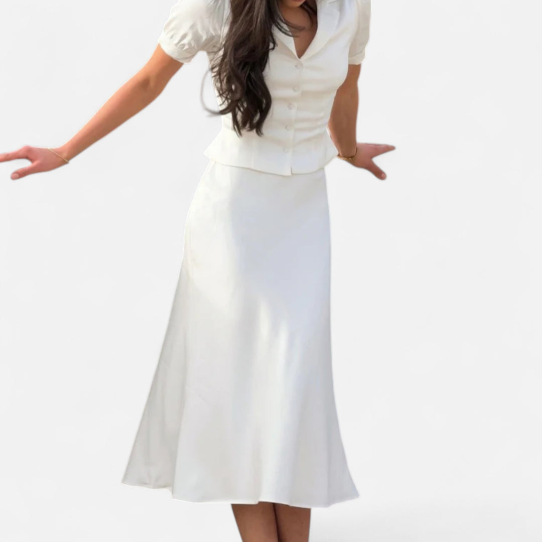 Veroux Mode | Women’s Pearl Co-ord Set – Harmonised Minimalism, Polished Summer Elegance