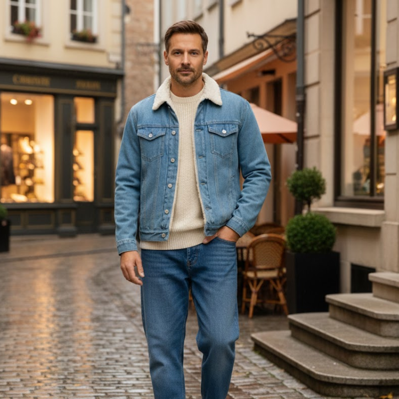 Men's Sherpa Lined Corduroy Trucker Jacket Cotton Fleece Cargo Workwear Coat