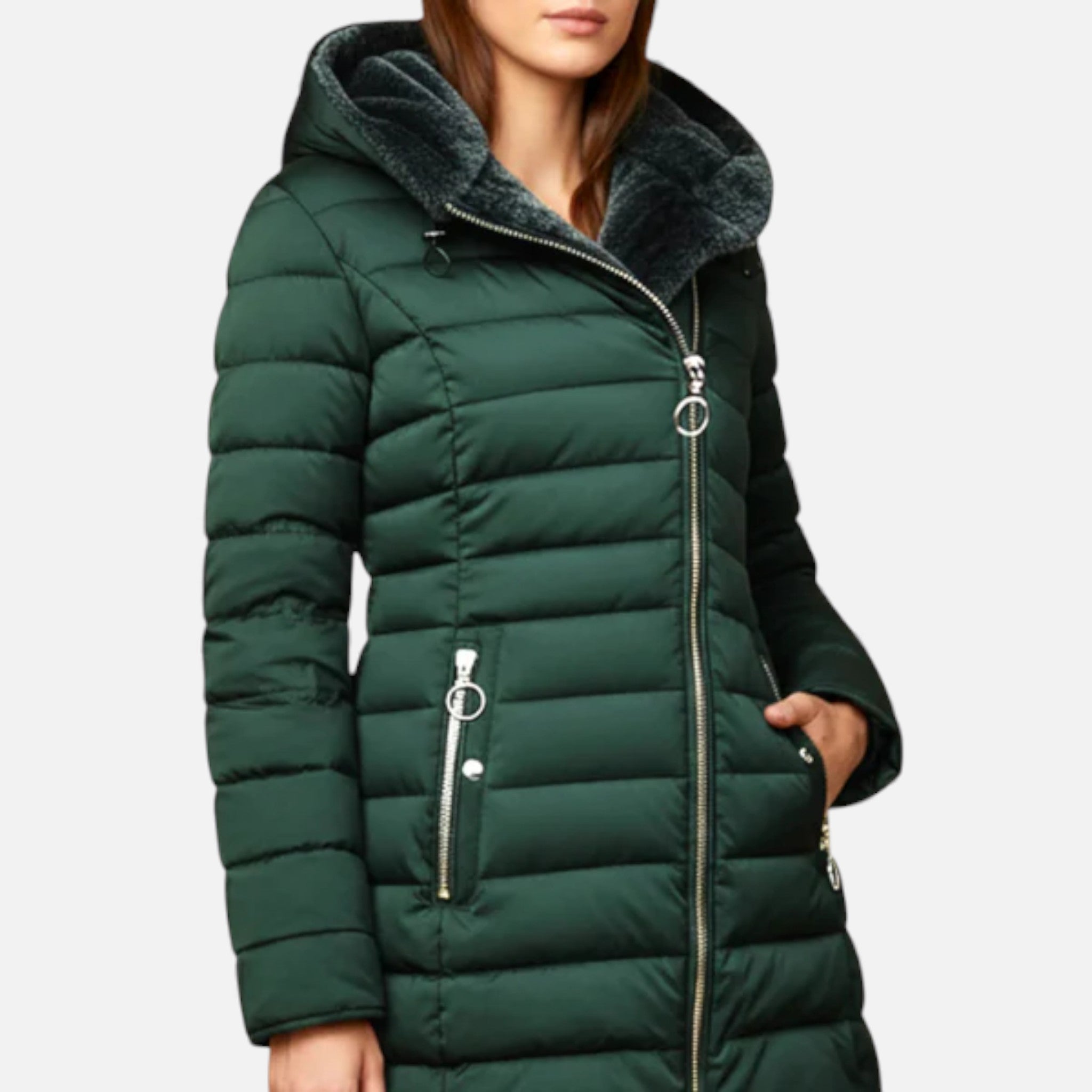 Veroux Mode | Women’s Fleece Puffer Jacket – Hooded Winter Elegance
