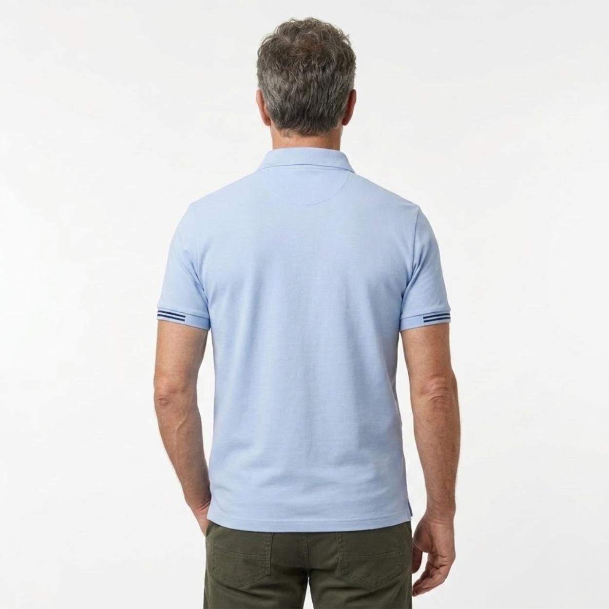 Men's short sleeve polo shirt — tailored slim fit stripe details — casual daily