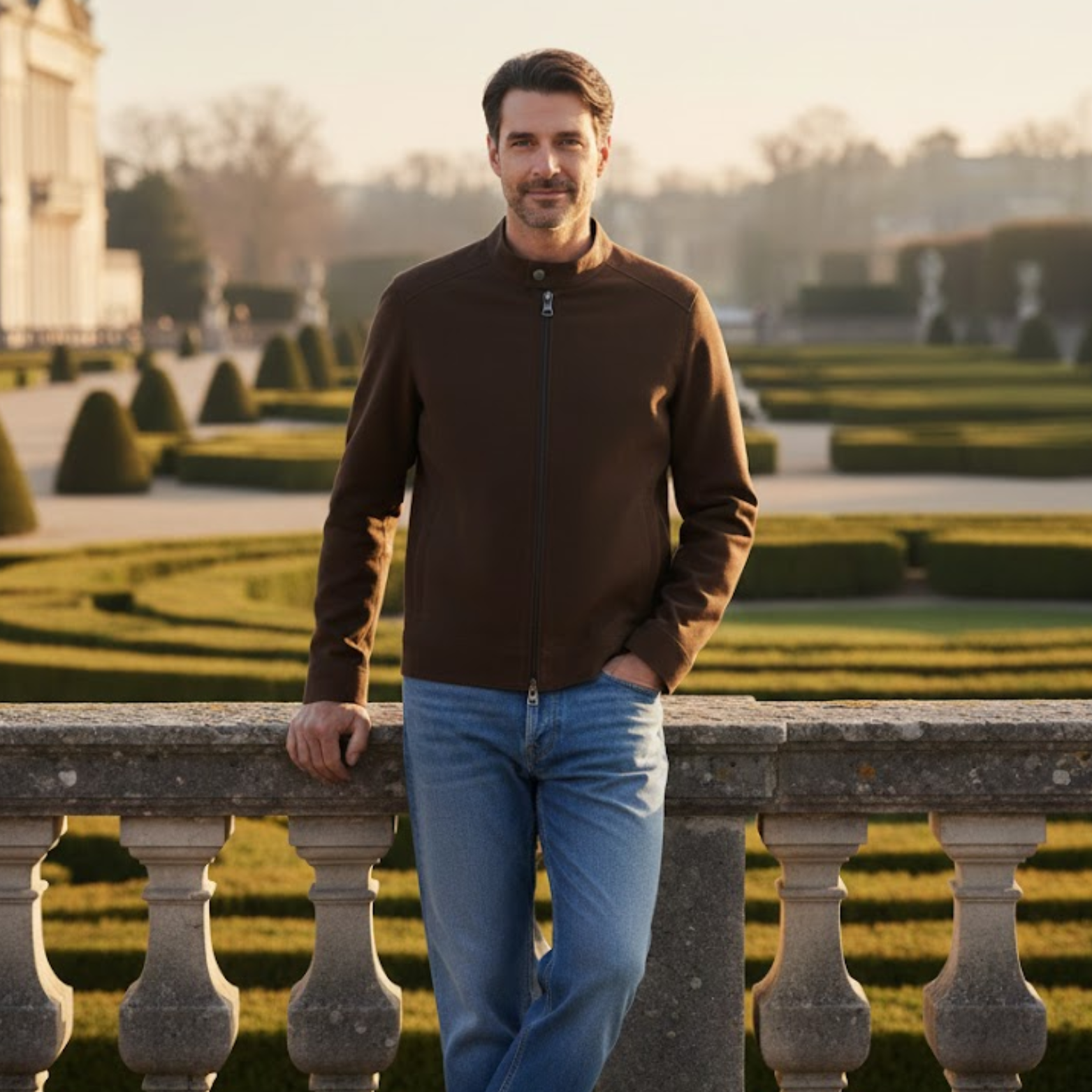 Men's Lightweight Stand Collar Bomber Jacket Loose Fit Long Sleeve Casual Outerwear