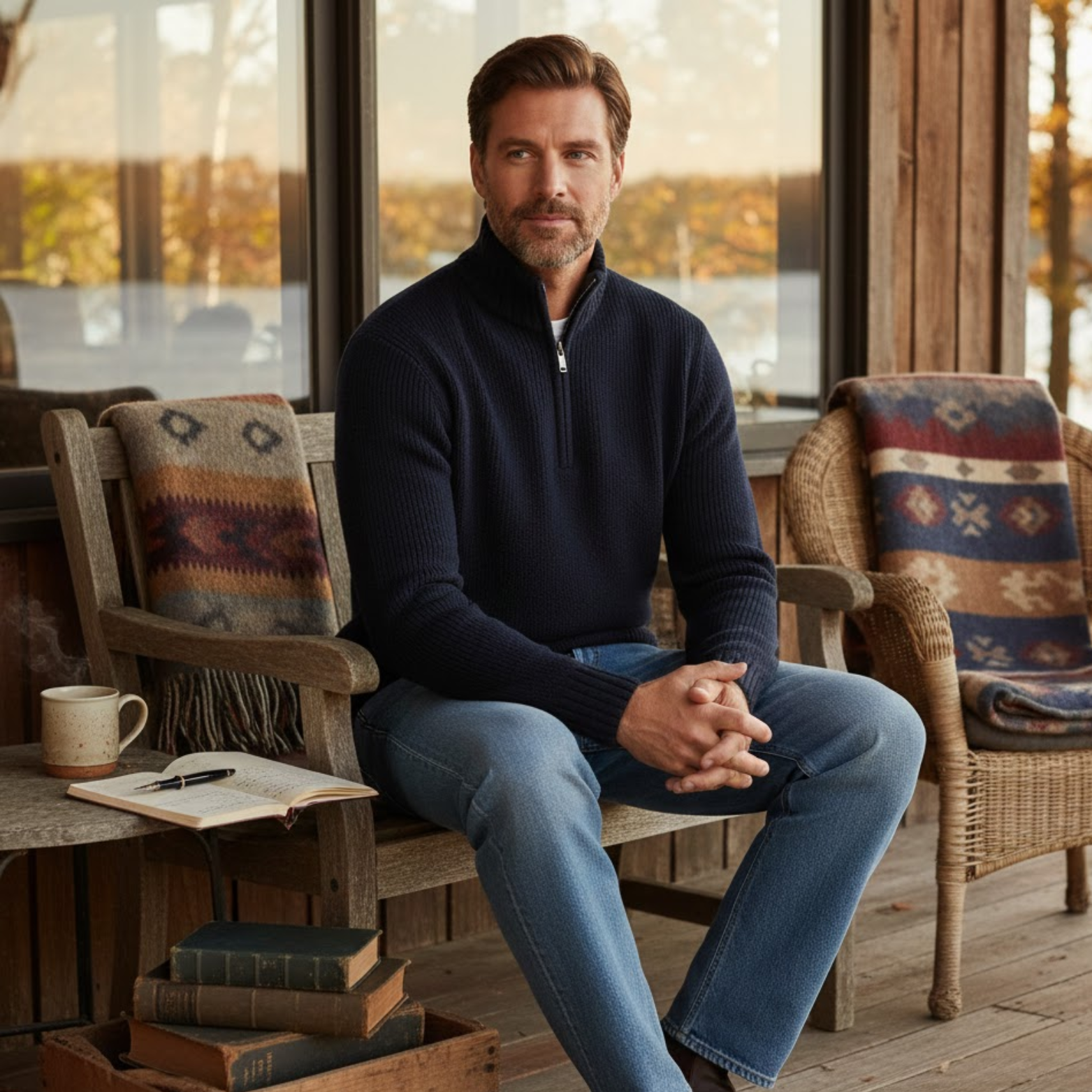 Mens Slim Fit Zip Up Mock Neck Turtlenecks Sweater Autumn Casual Long Sleeve Pullover