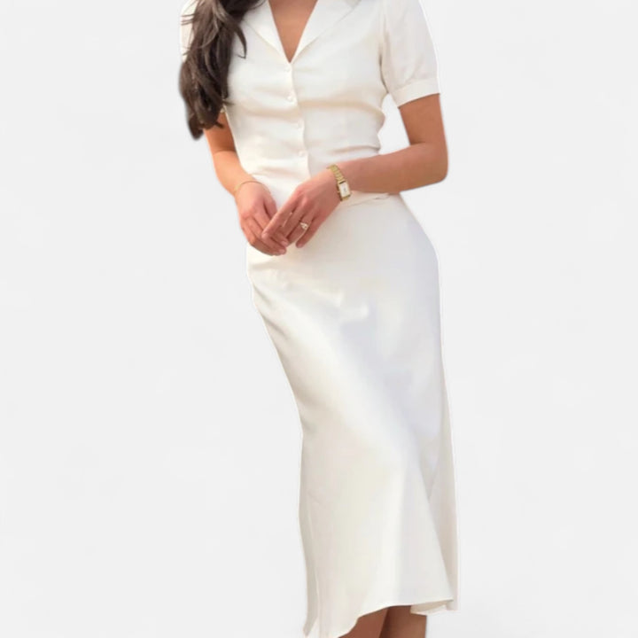 Veroux Mode | Women’s Pearl Co-ord Set – Harmonised Minimalism, Polished Summer Elegance
