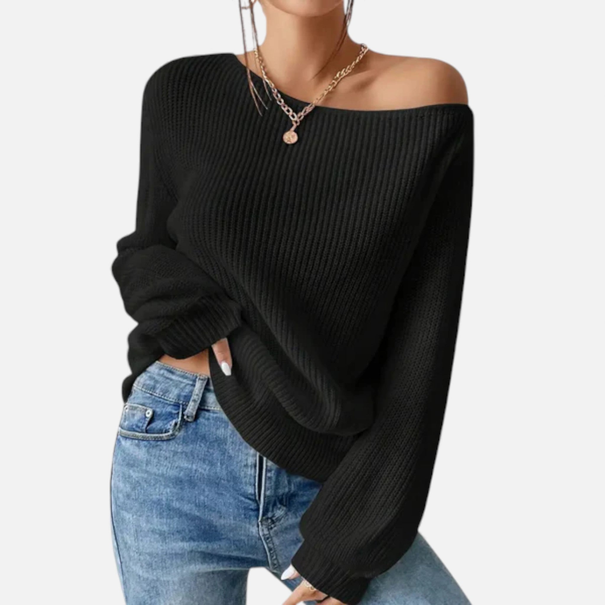 Veroux Mode | Women’s Off-Shoulder Jumper – Soft Knit Elegance